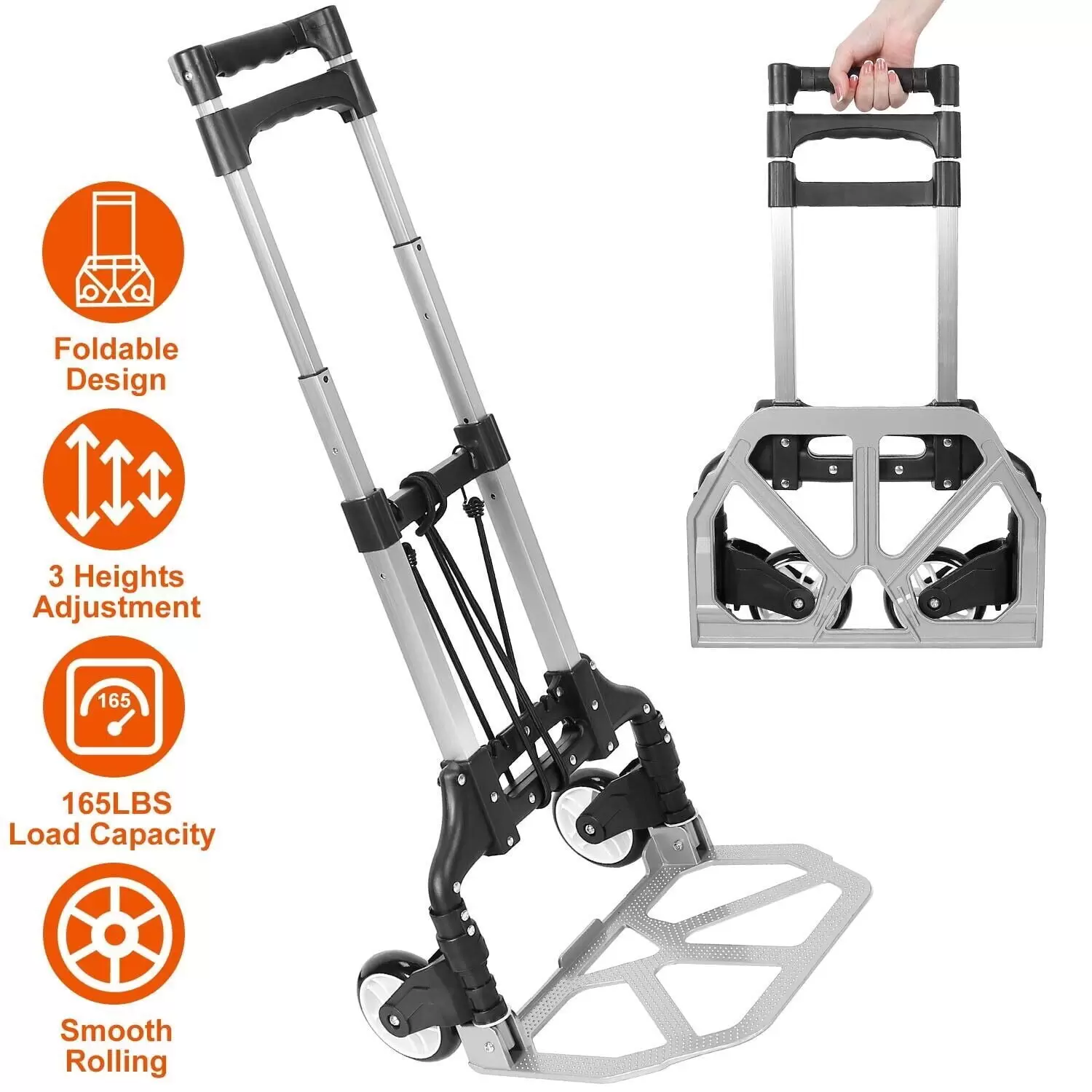 Compact Folding Aluminium Hand Truck Trolley Luggage Cart Foldable Dolly Push