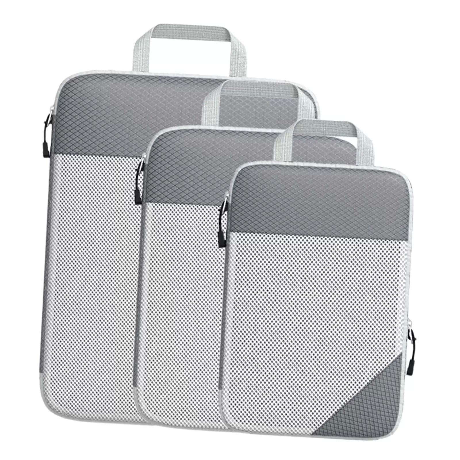 Compression Packing Cubes 3 Pieces Suitcase Organizer Bags for Carry on Luggage Water Resistant Lightweight and Easily Identifying Durable Grey