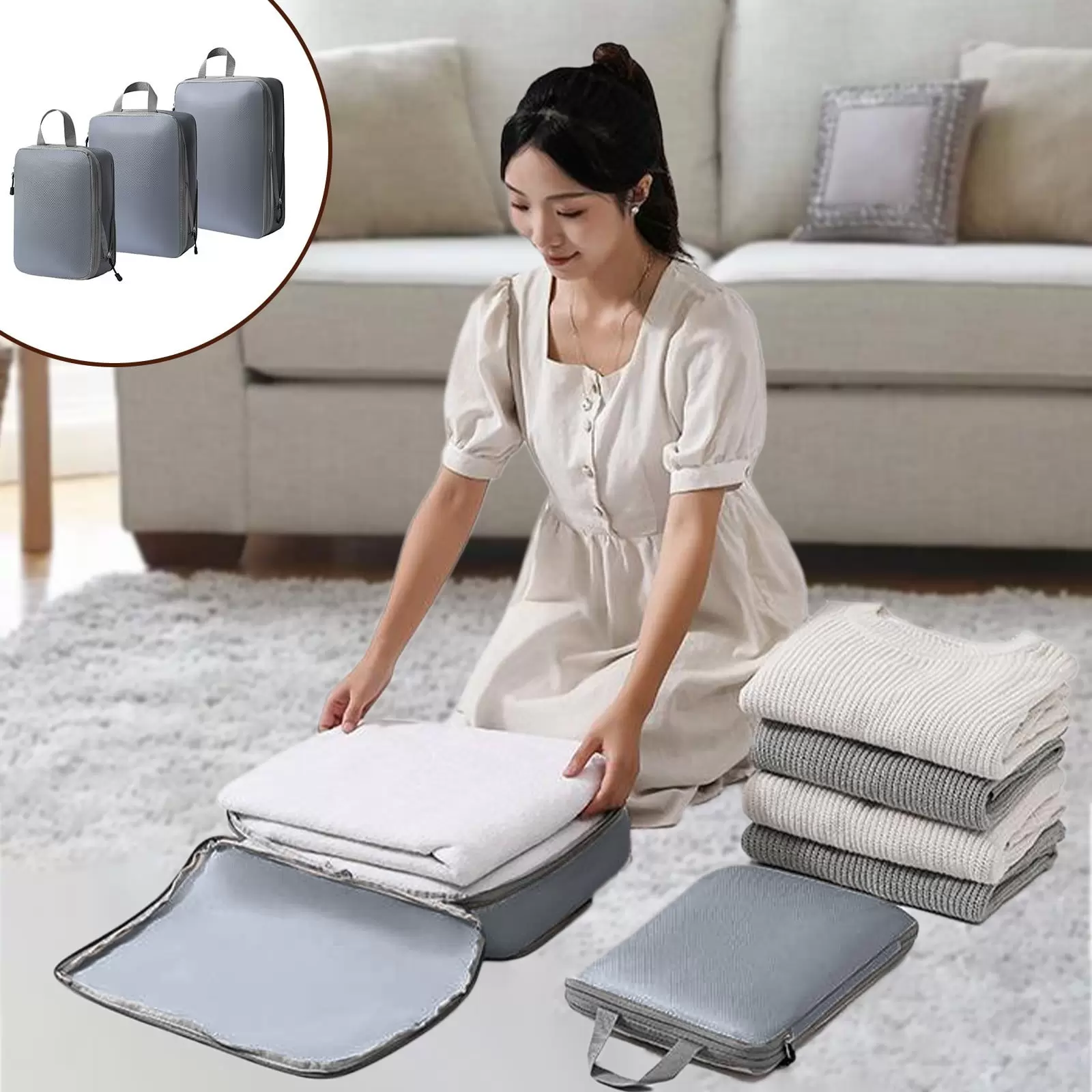 Compression Packing Cubes For Travel. Travel Bags Luggage Organizers Travel Compression Cubes For Suitcases Double Capacity Design For Travel Closet Organizers and Storage On Sale