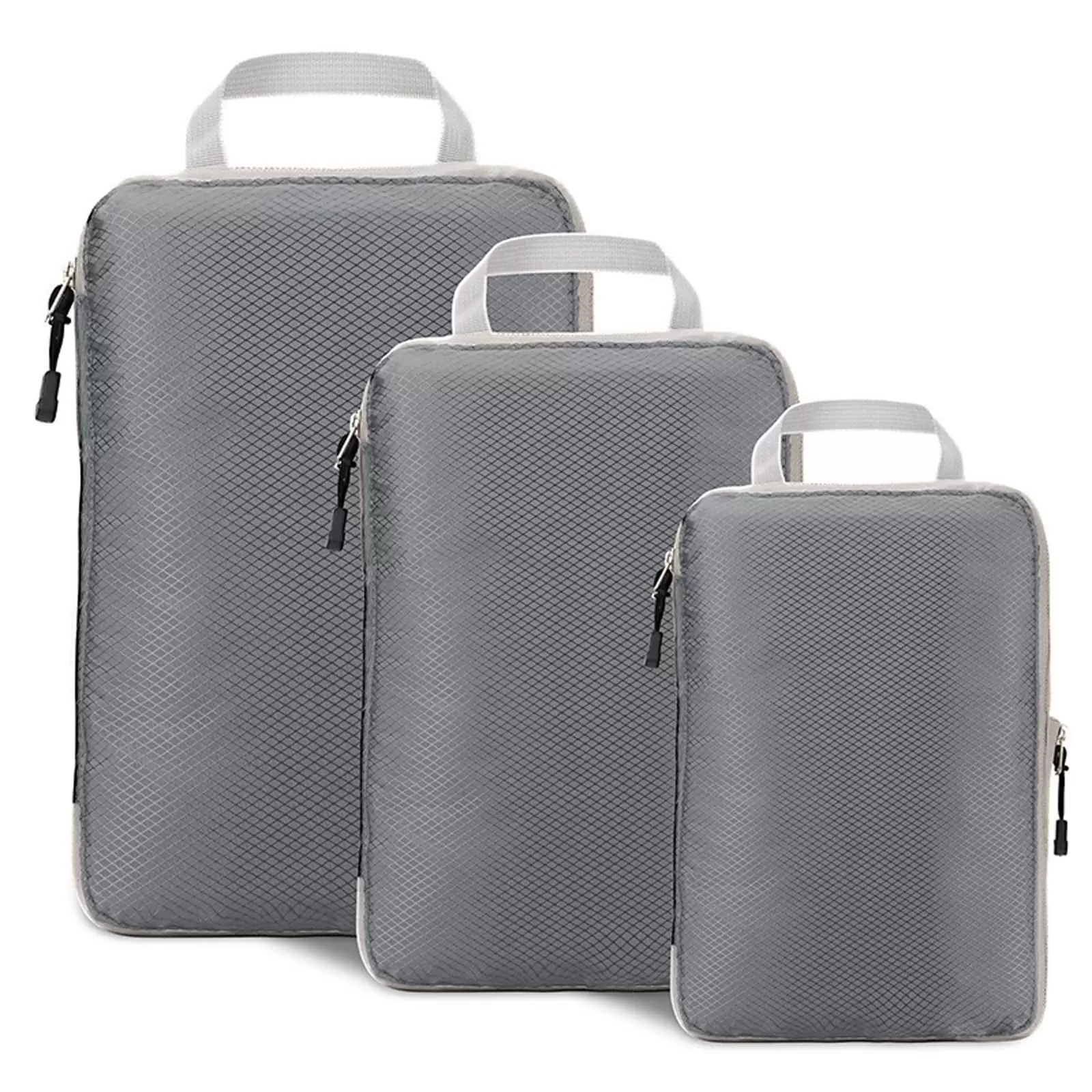 Compression Packing Cubes for Suitcases. 3 Set Travel Essentials for Travel Organizer Cubes. Lightweight Luggage Suitcase Organizer Bags. Packing Organizers as Travel Accessories. Gray