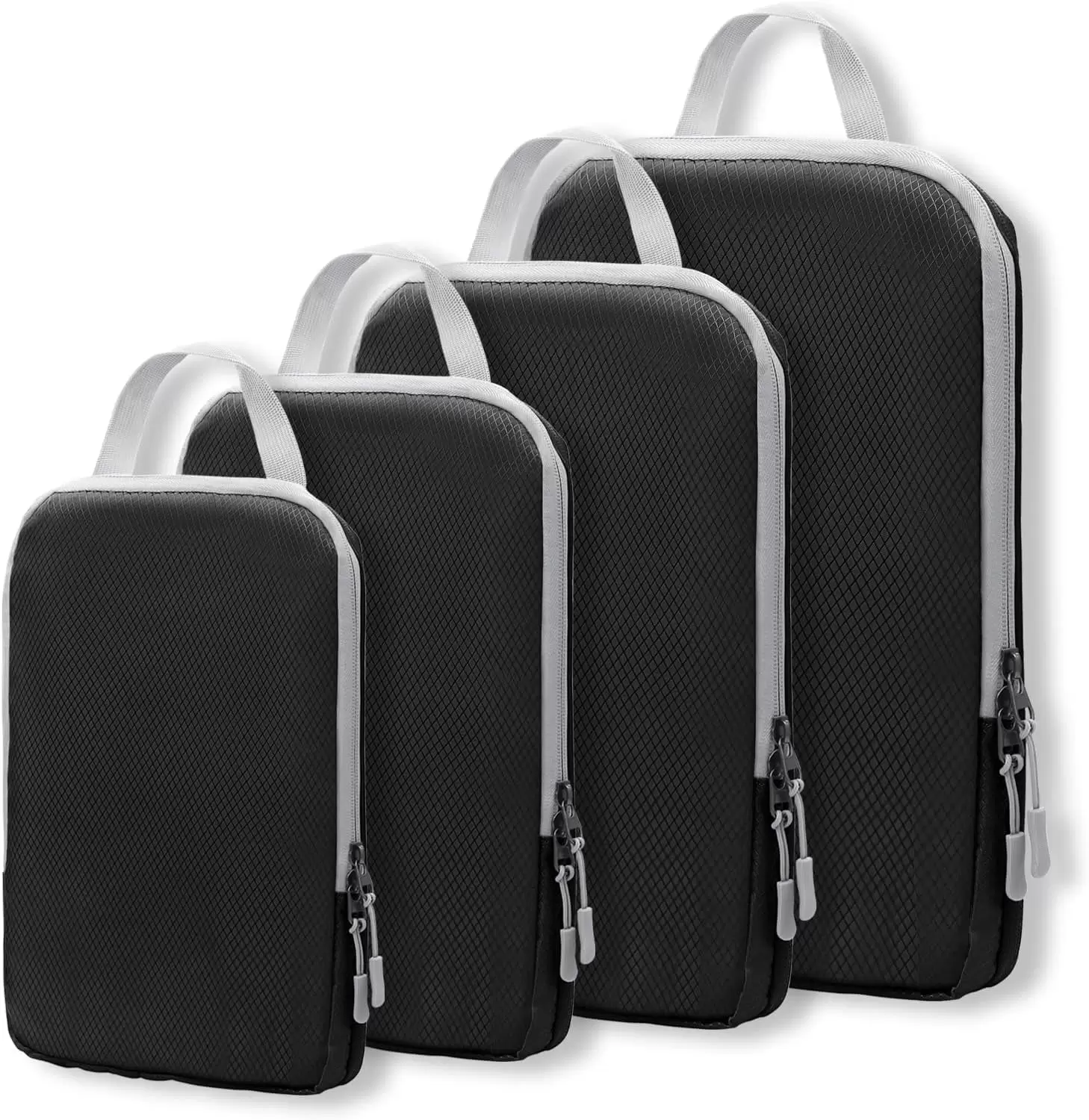 Compression Packing Cubes for Suitcases Travel Essentials 4 Set Expandable Travel Bags Organizer for Luggage(black)