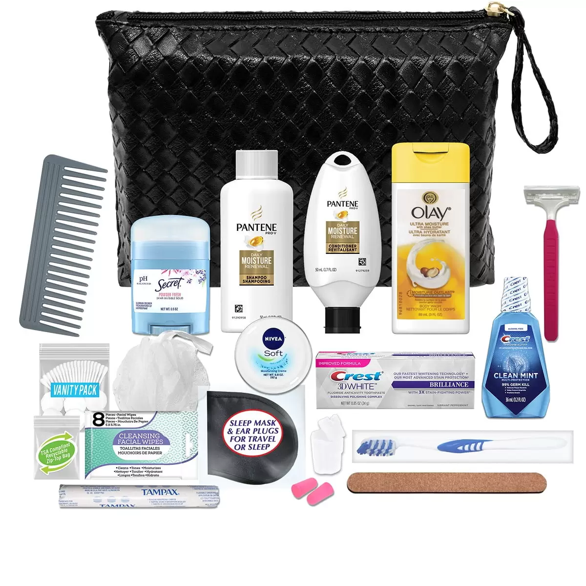 Convenience Kits International Women's Premium 20-Piece Kit with Travel Size TSA Compliant Essentials in Stylish Cosmetic Bag