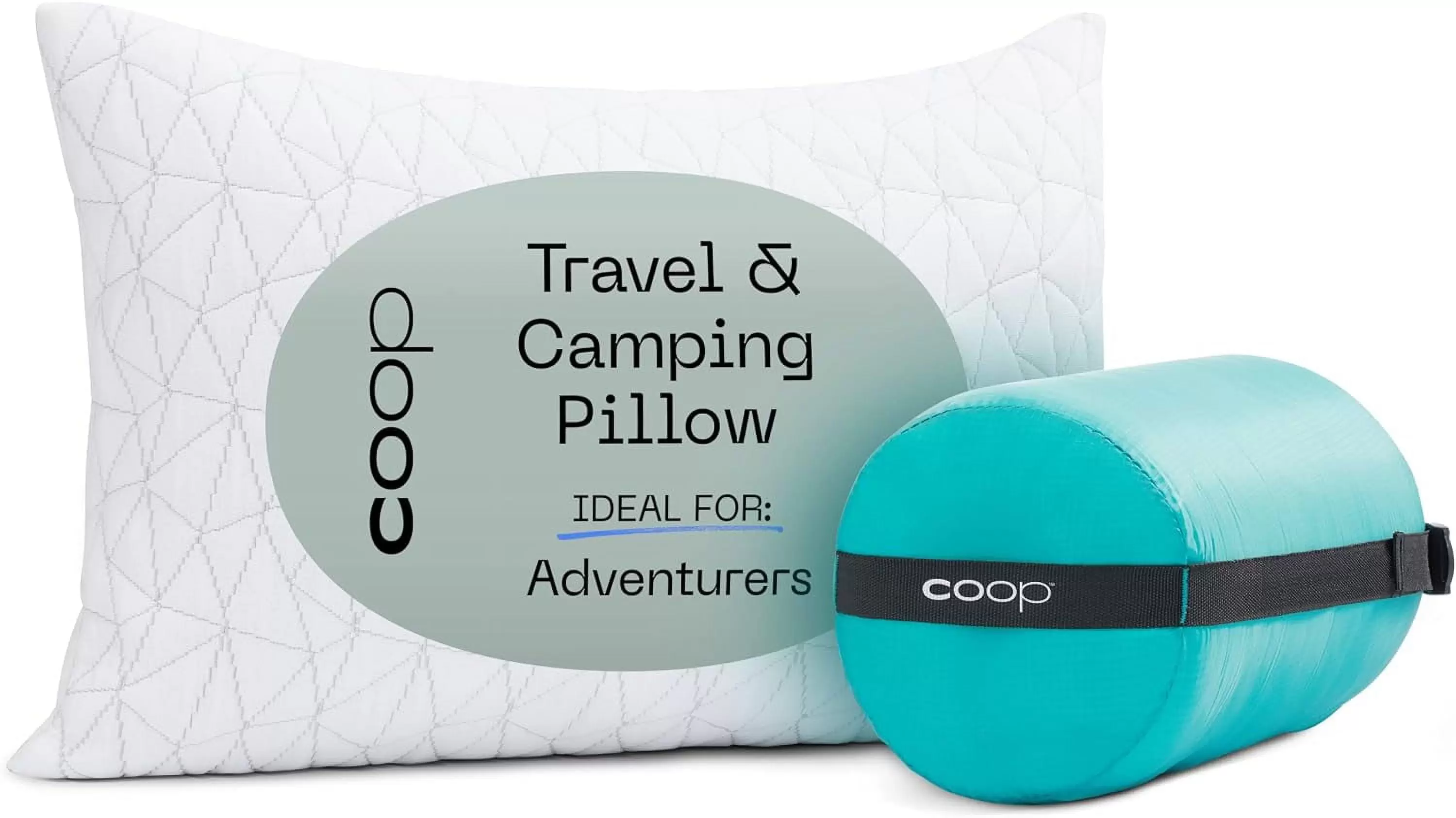 Coop Home Goods -Shredded Memory Foam Camping and Travel Pillow- 19 x 14