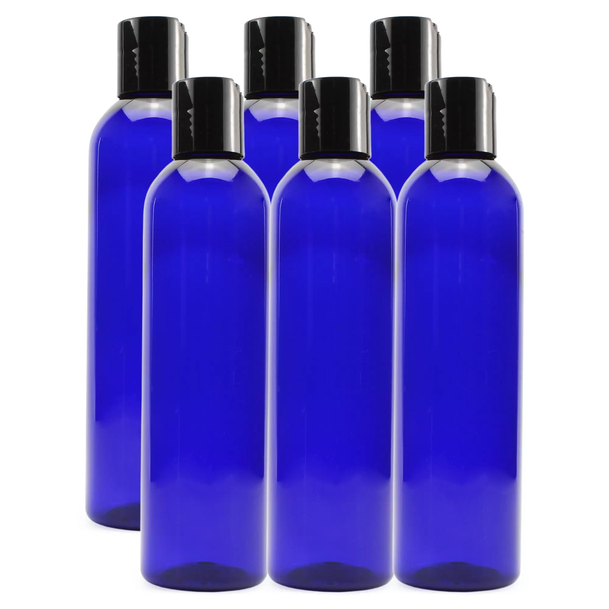 Cornucopia 8oz Plastic Squeeze Bottles w/ Disc Top Flip Cap (6-Pack. Blue); BPA-Free Containers For Shampoo. Lotions. Liquid Body Soap. Creams