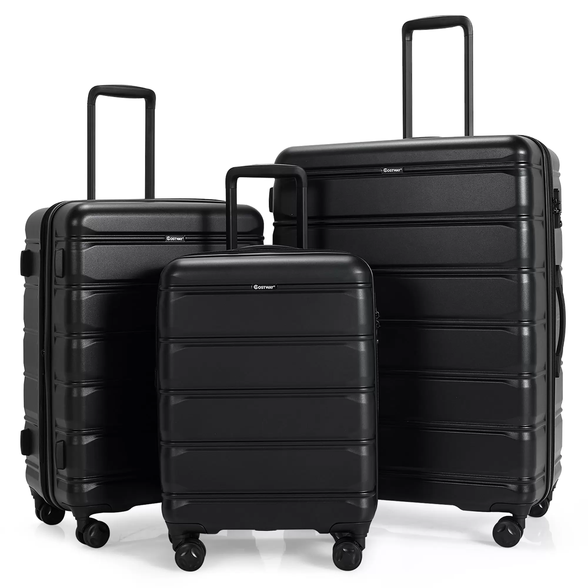 Costway 3 Piece Hardshell Luggage Set Ex pandable Suitcase w/ TSA Lock & Spinner Wheels