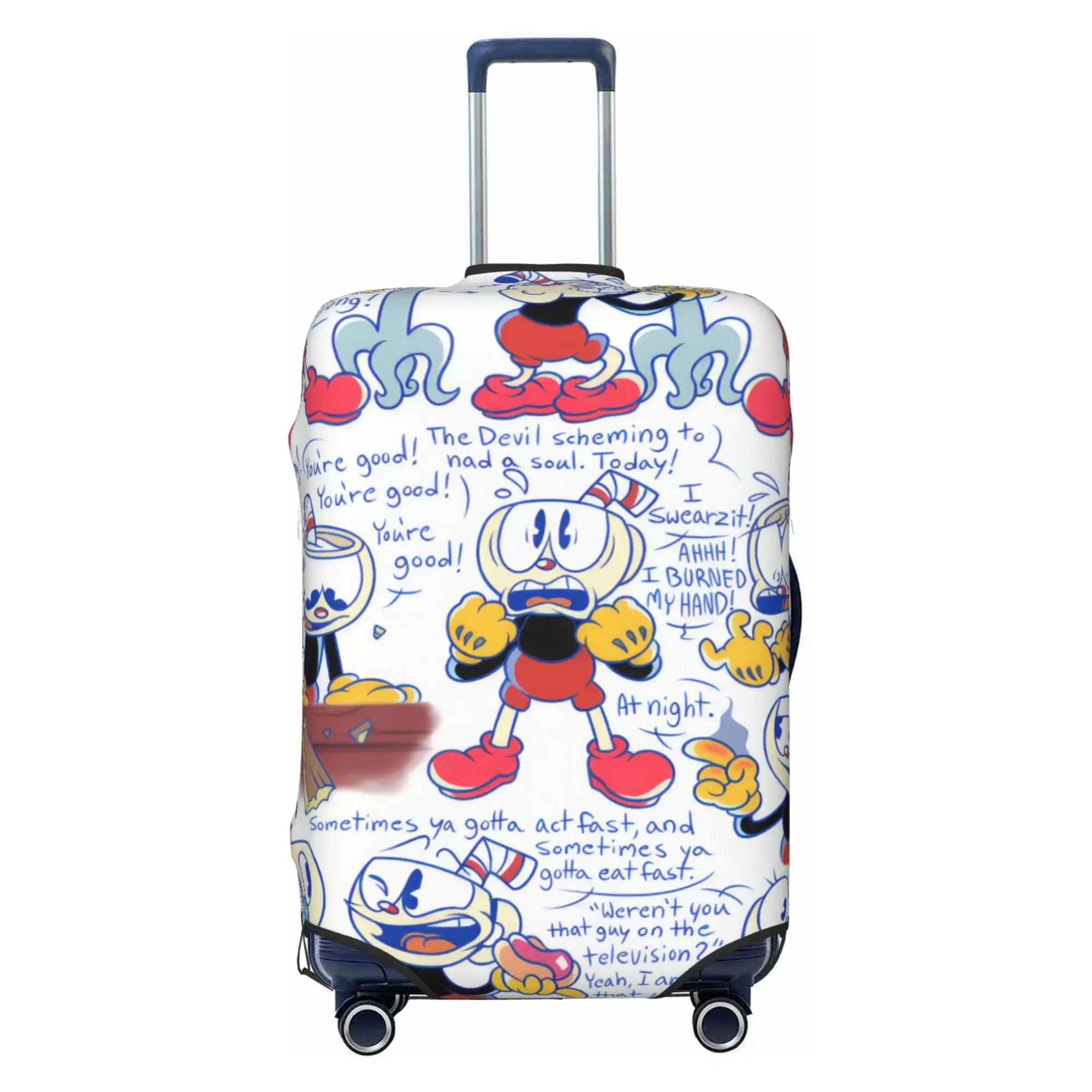 Cuphead Luggage Cover Elastic Washable Stretch Suitcase Protector Anti-Scratch Travel Suitcase Cover for Kid and Adult. S (18-21 inch suitcase)