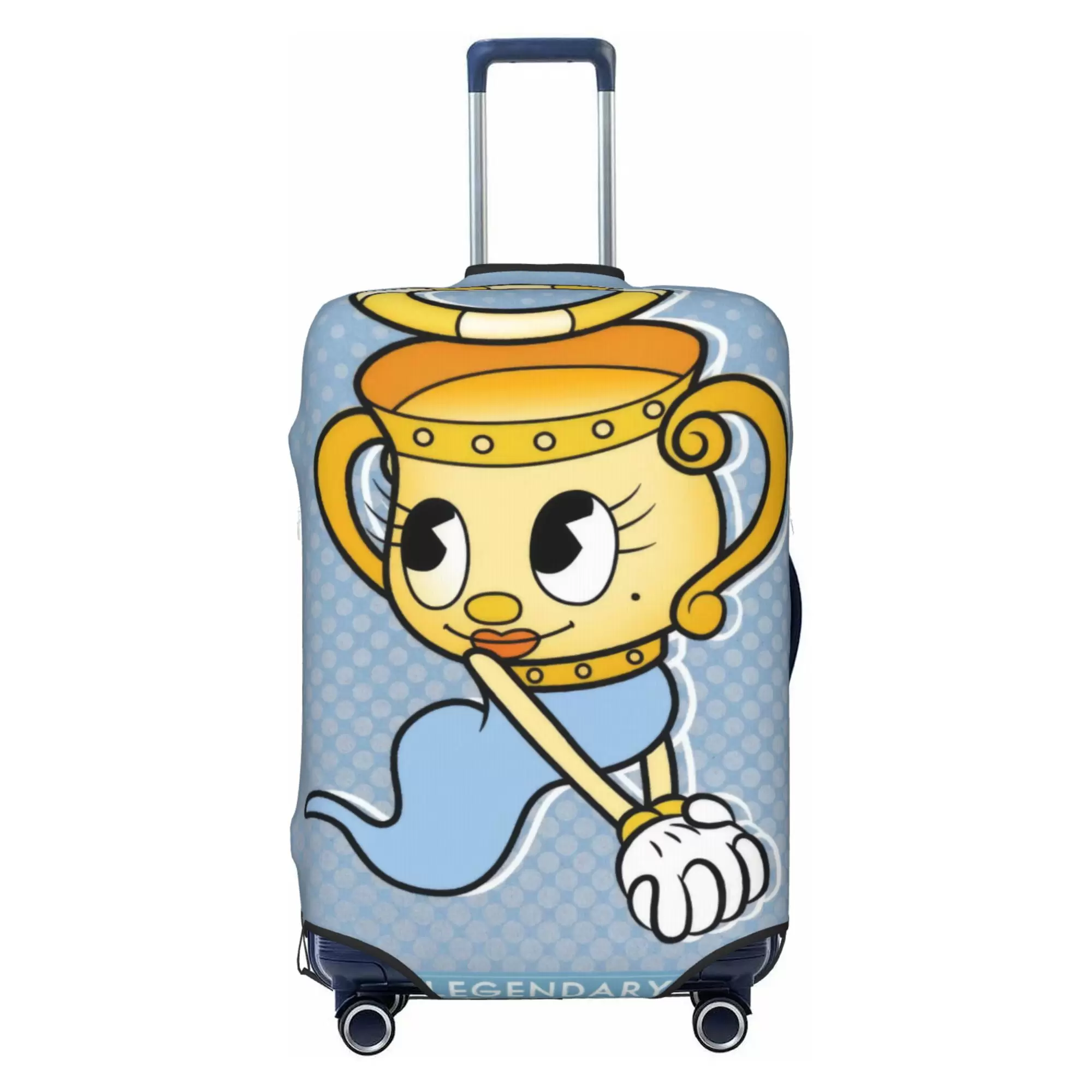 Cuphead Luggage Cover Elastic Washable Stretch Suitcase Protector Anti-Scratch Travel Suitcase Cover for Kid and Adult. S (18-21 inch suitcase)