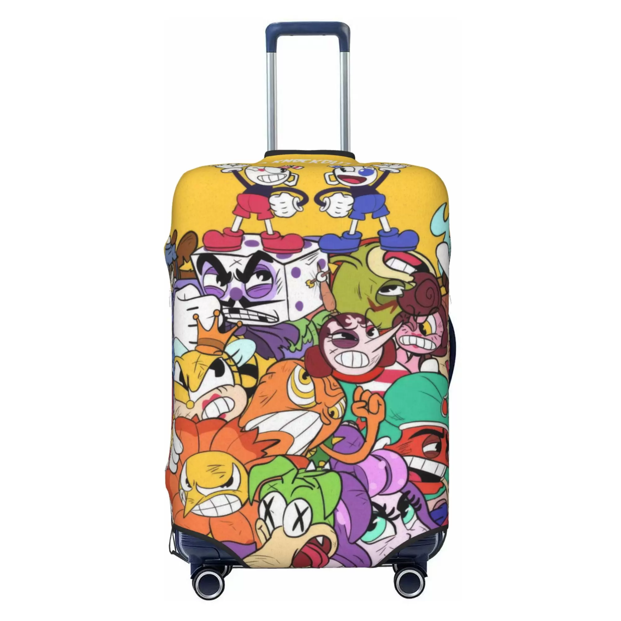 Cuphead Luggage Cover Elastic Washable Stretch Suitcase Protector Anti-Scratch Travel Suitcase Cover for Kid and Adult. S (18-21 inch suitcase)