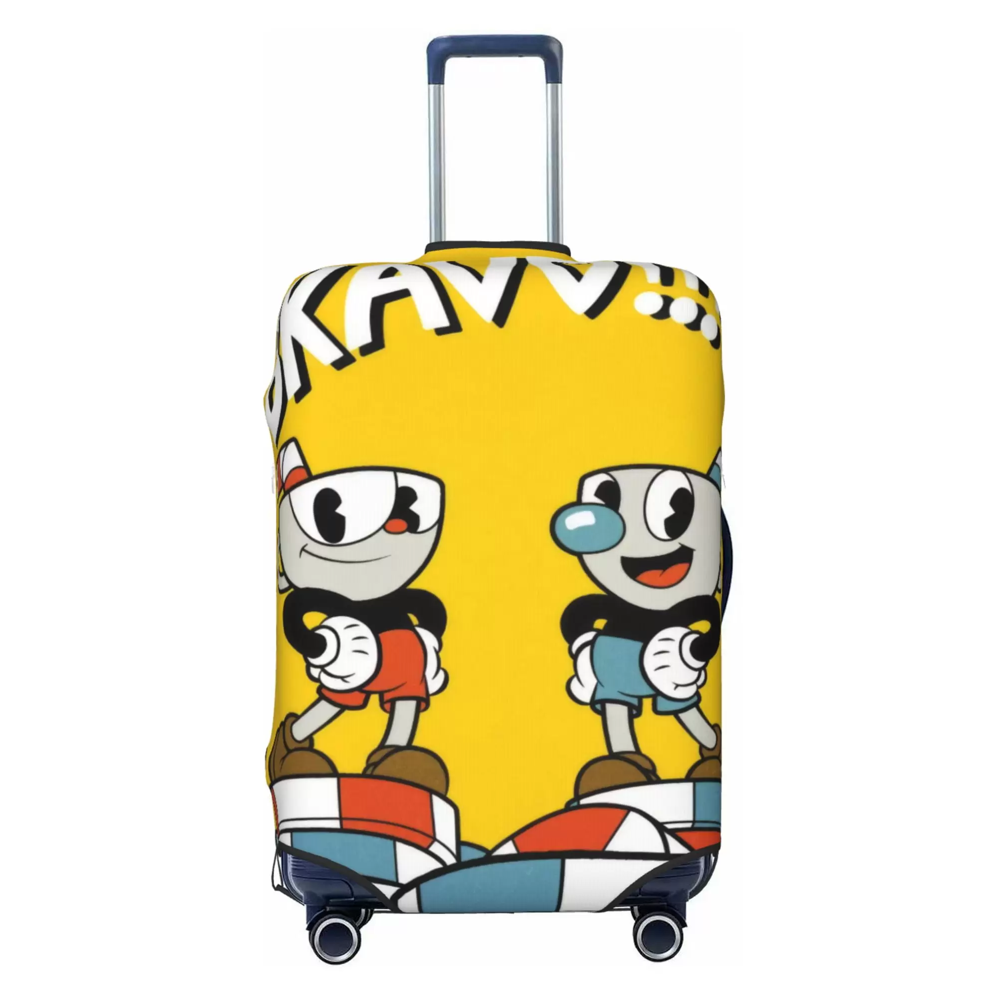 Cuphead Luggage Cover Elastic Washable Stretch Suitcase Protector Anti-Scratch Travel Suitcase Cover for Kid and Adult. S (18-21 inch suitcase)