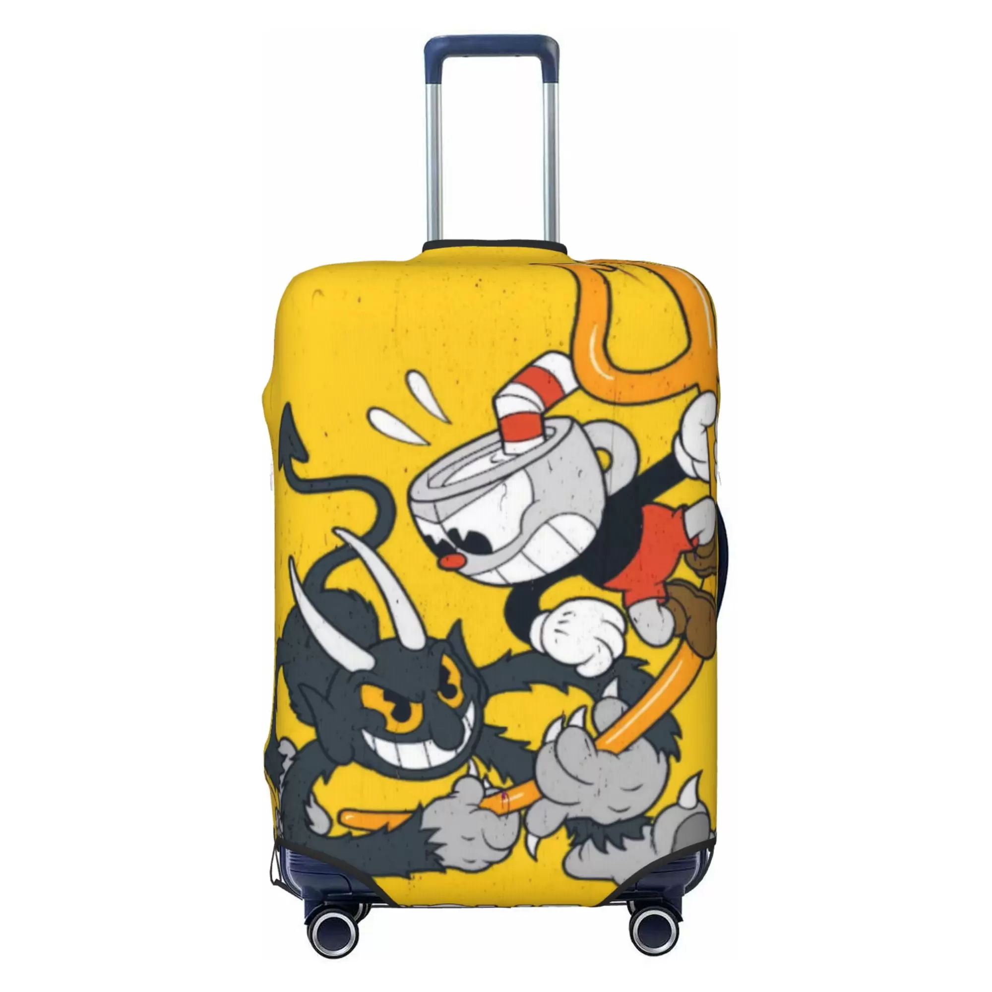 Cuphead Luggage Cover Elastic Washable Stretch Suitcase Protector Anti-Scratch Travel Suitcase Cover for Kid and Adult. S (18-21 inch suitcase)