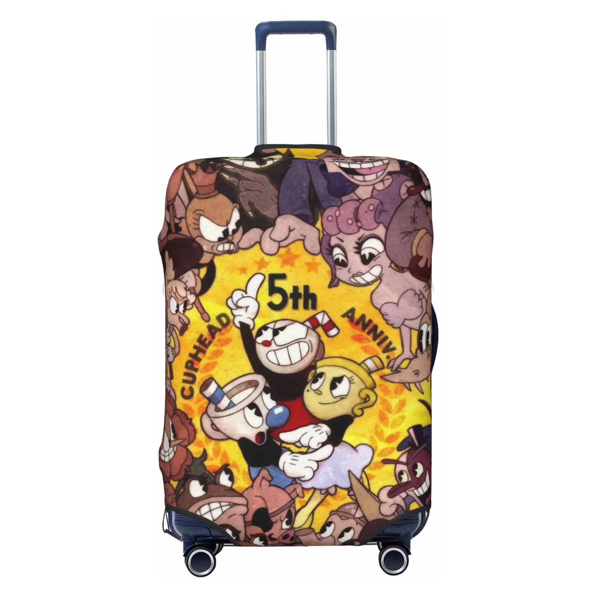 Cuphead Luggage Cover Elastic Washable Stretch Suitcase Protector Anti-Scratch Travel Suitcase Cover for Kid and Adult. S (18-21 inch suitcase)