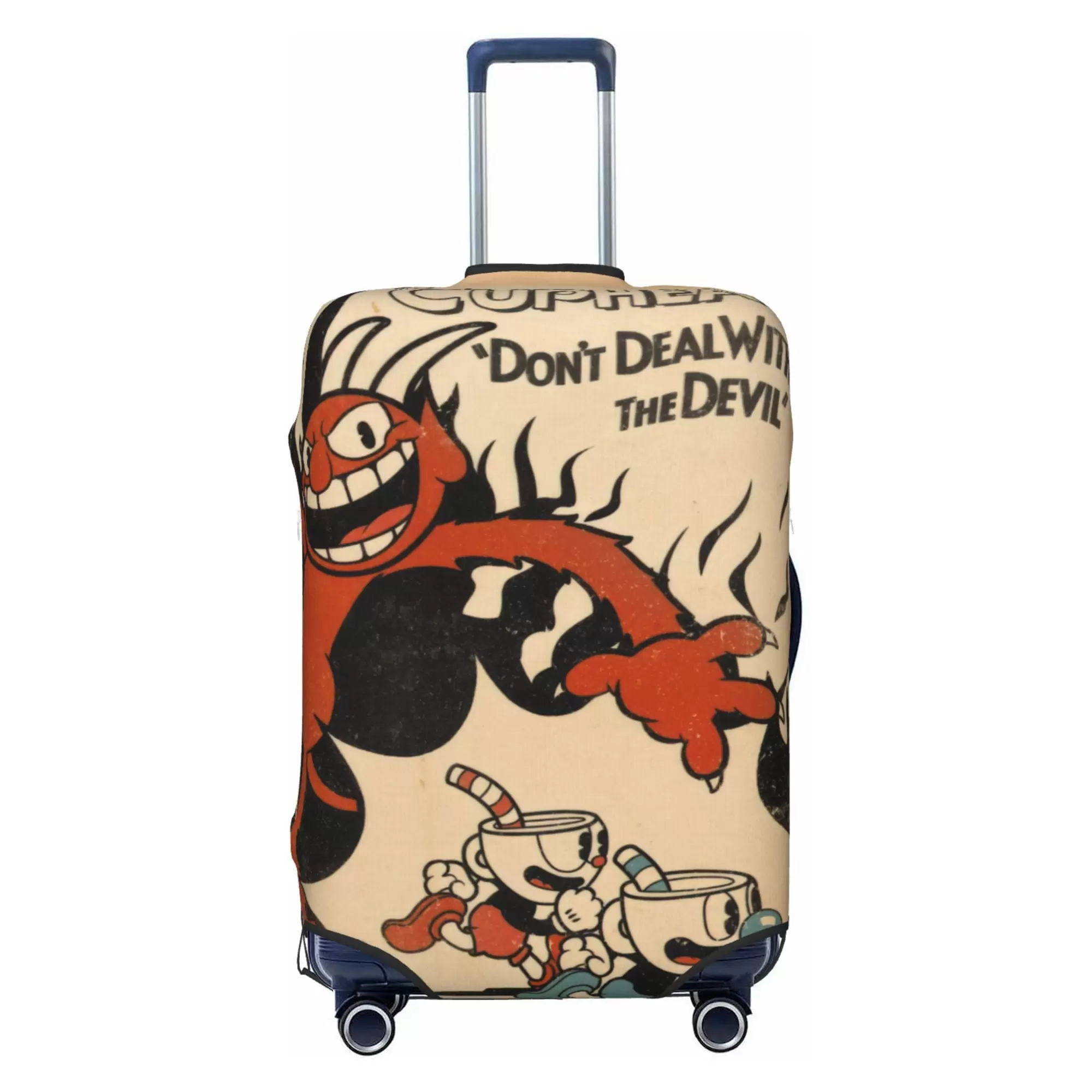 Cuphead Luggage Cover Elastic Washable Stretch Suitcase Protector Anti-Scratch Travel Suitcase Cover for Kid and Adult. S (18-21 inch suitcase)