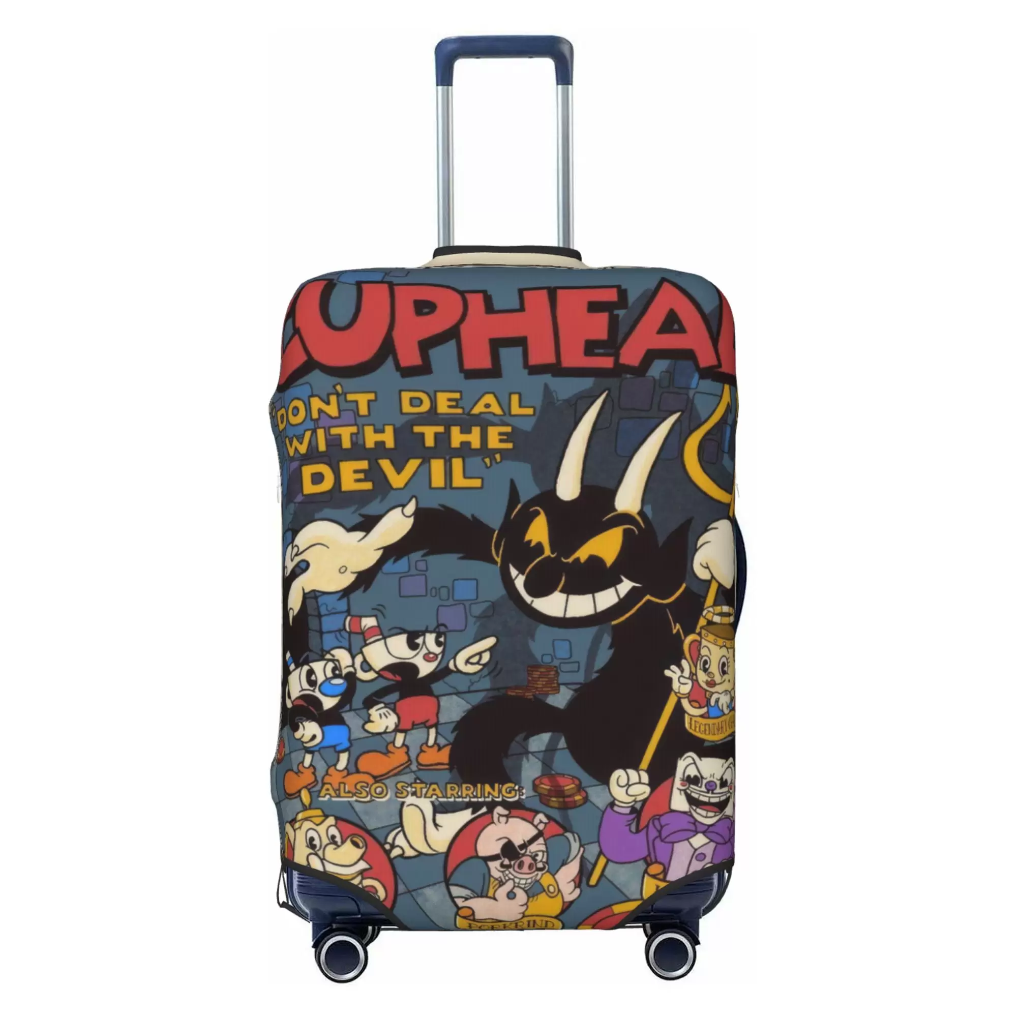 Cuphead Luggage Cover Elastic Washable Stretch Suitcase Protector Anti-Scratch Travel Suitcase Cover for Kid and Adult. S (18-21 inch suitcase)