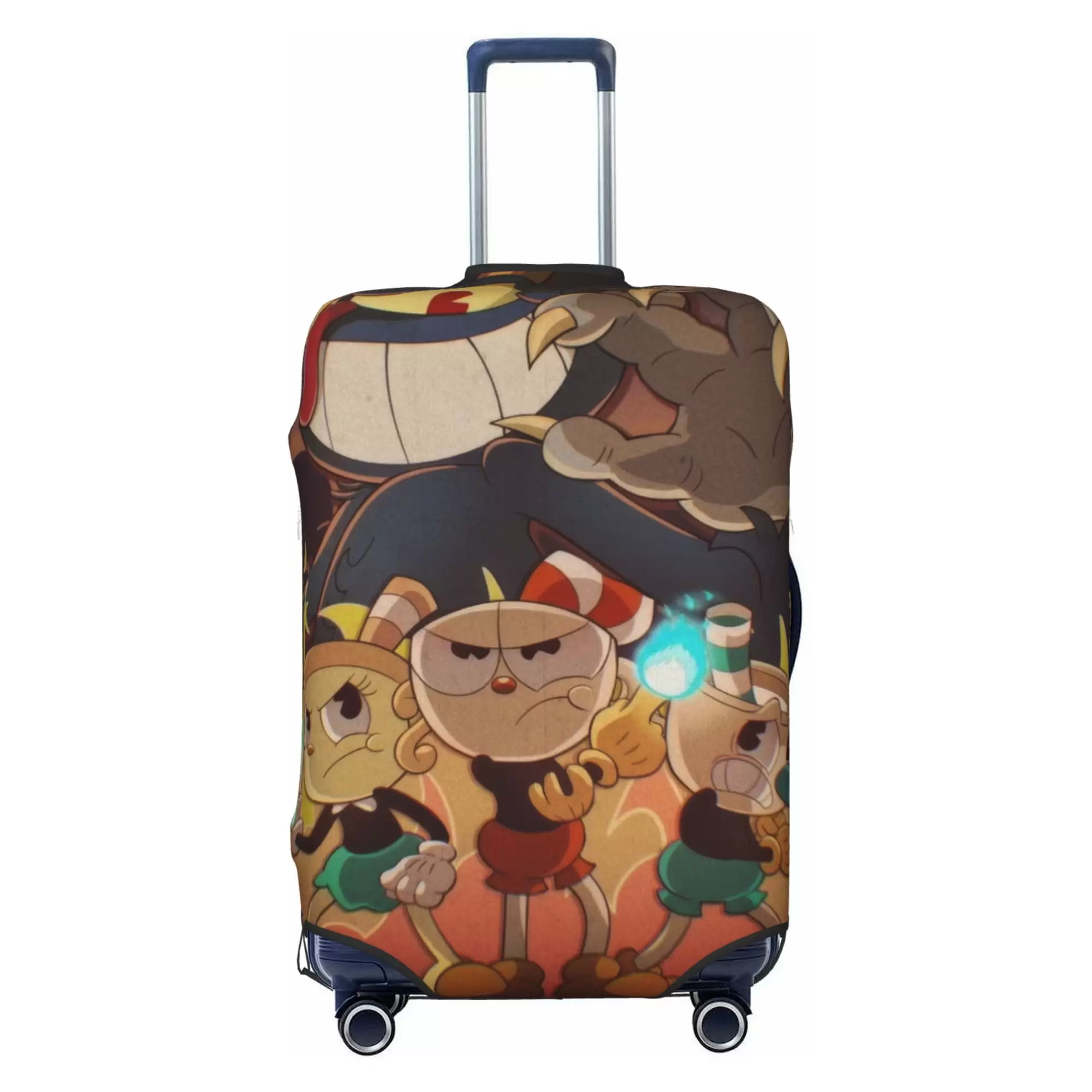 Cuphead Luggage Cover Elastic Washable Stretch Suitcase Protector Anti-Scratch Travel Suitcase Cover for Kid and Adult. S (18-21 inch suitcase)