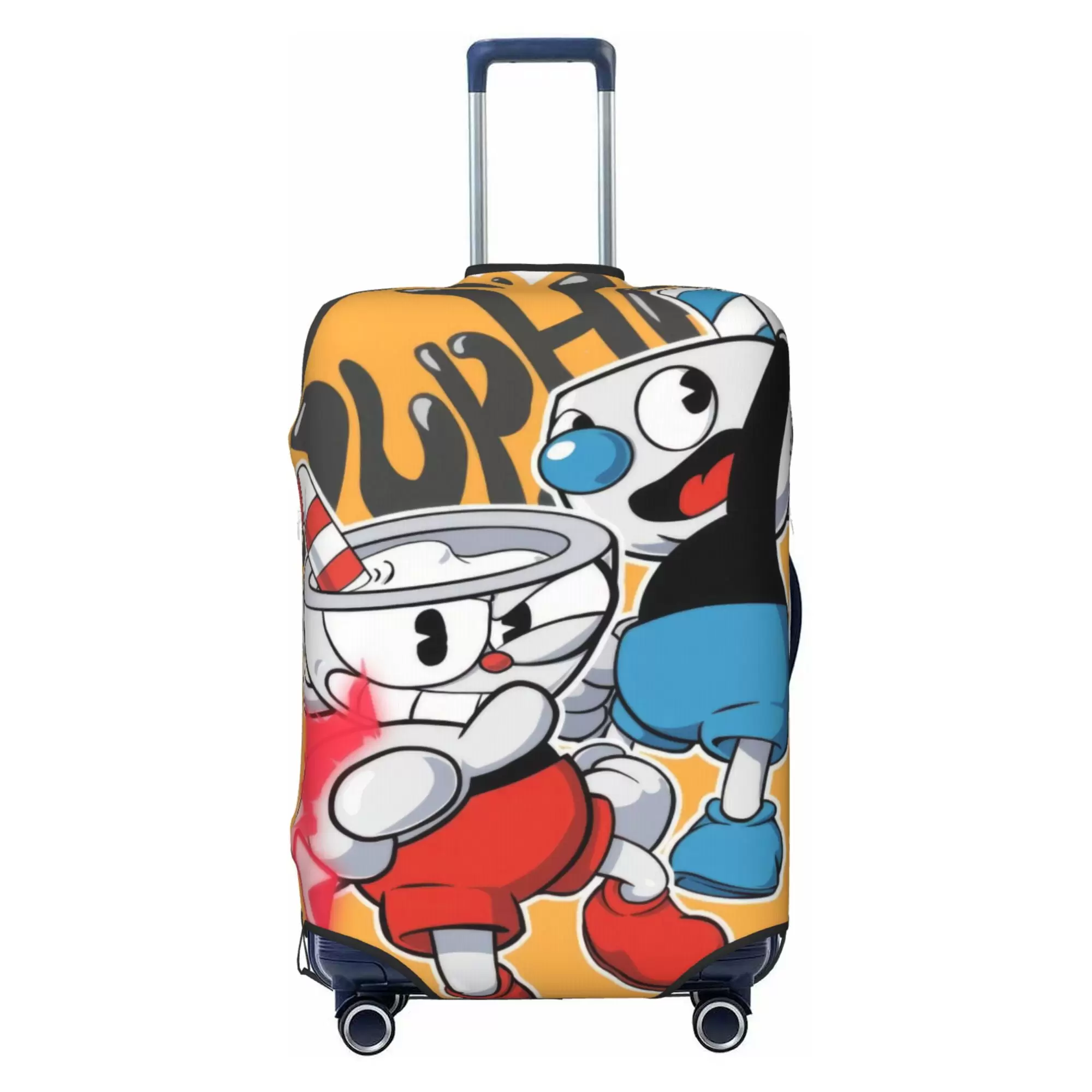 Cuphead Luggage Cover Elastic Washable Stretch Suitcase Protector Anti-Scratch Travel Suitcase Cover for Kid and Adult. S (18-21 inch suitcase)