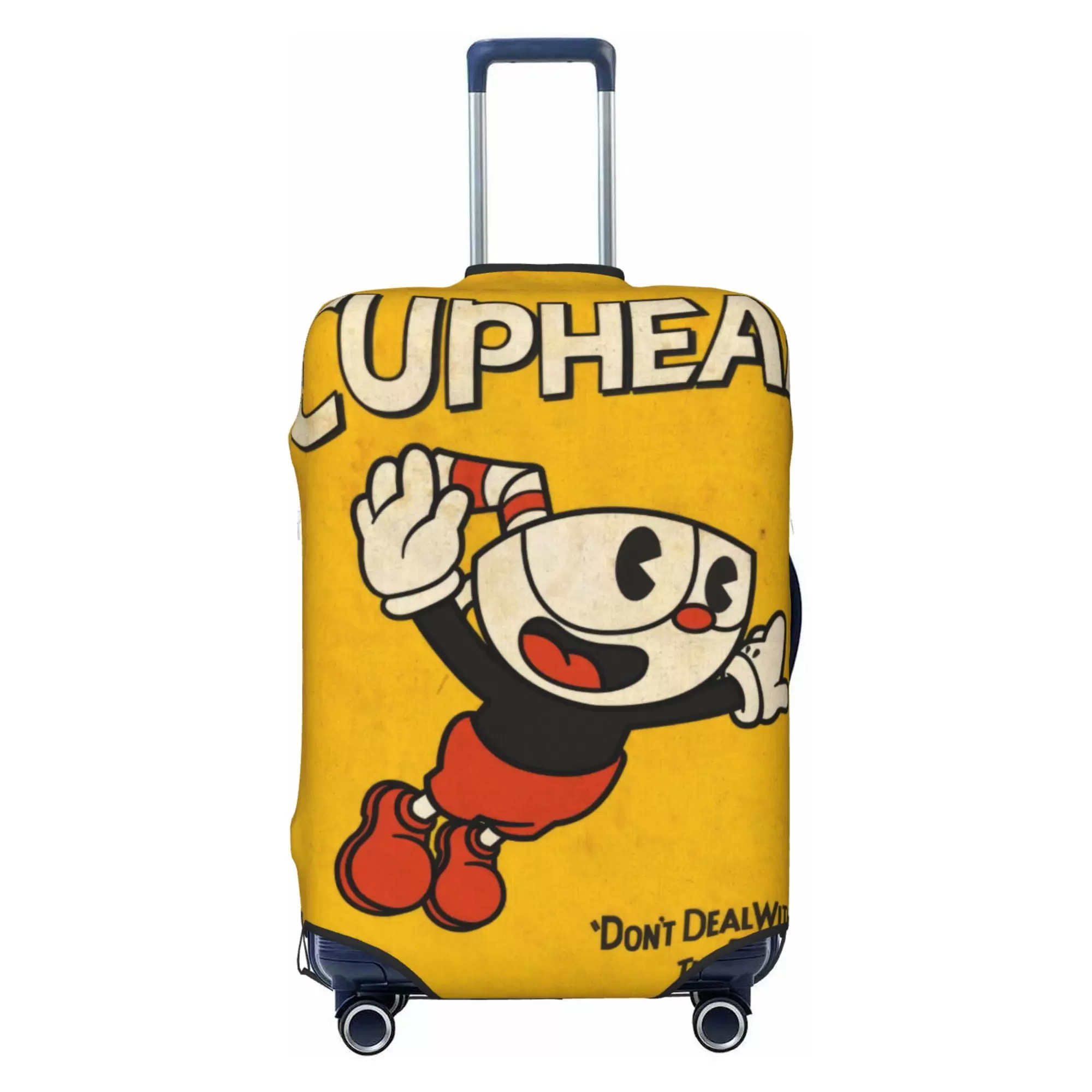 Cuphead Luggage Cover Elastic Washable Stretch Suitcase Protector Anti-Scratch Travel Suitcase Cover for Kid and Adult. S (18-21 inch suitcase)