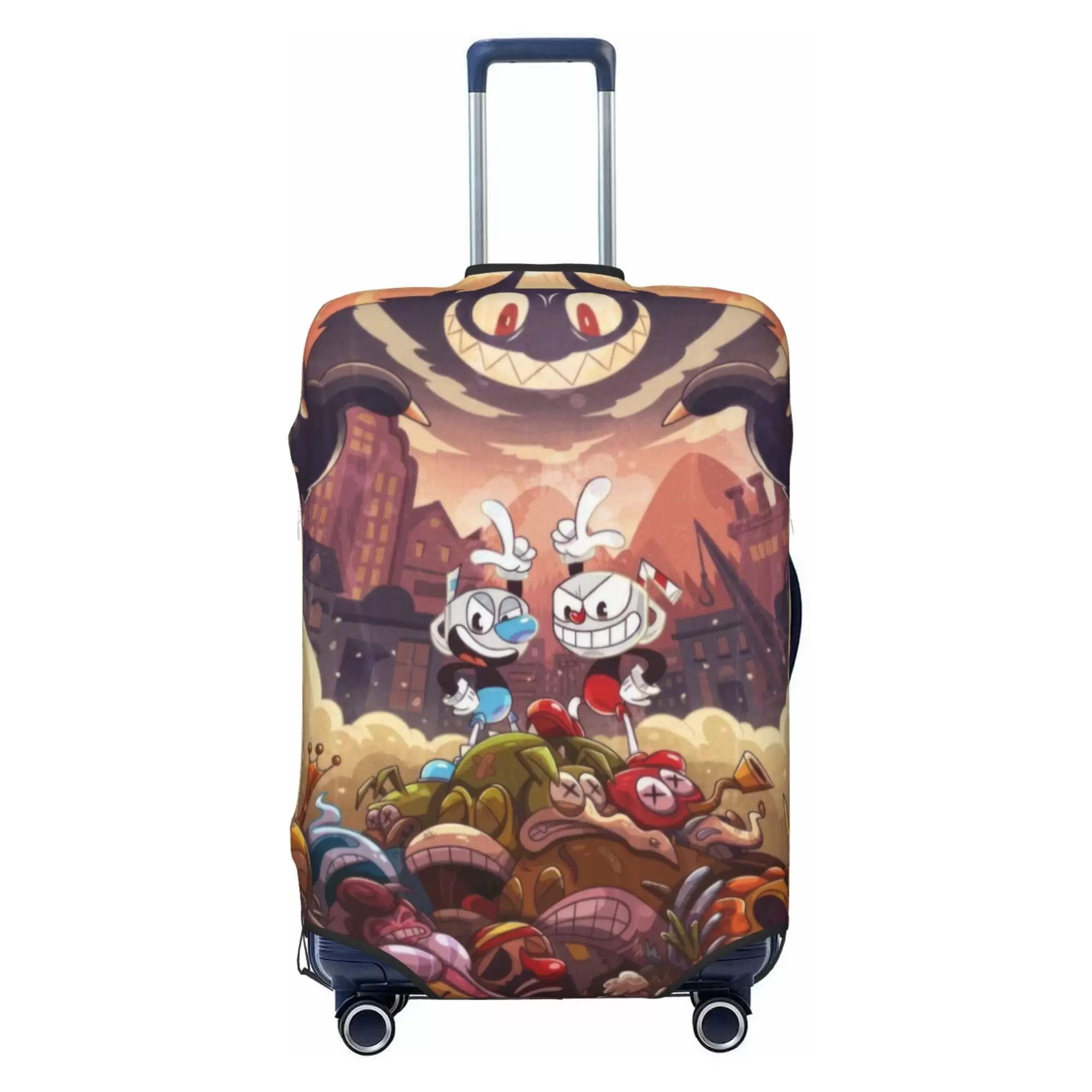 Cuphead Luggage Cover Elastic Washable Stretch Suitcase Protector Anti-Scratch Travel Suitcase Cover for Kid and Adult. S (18-21 inch suitcase)