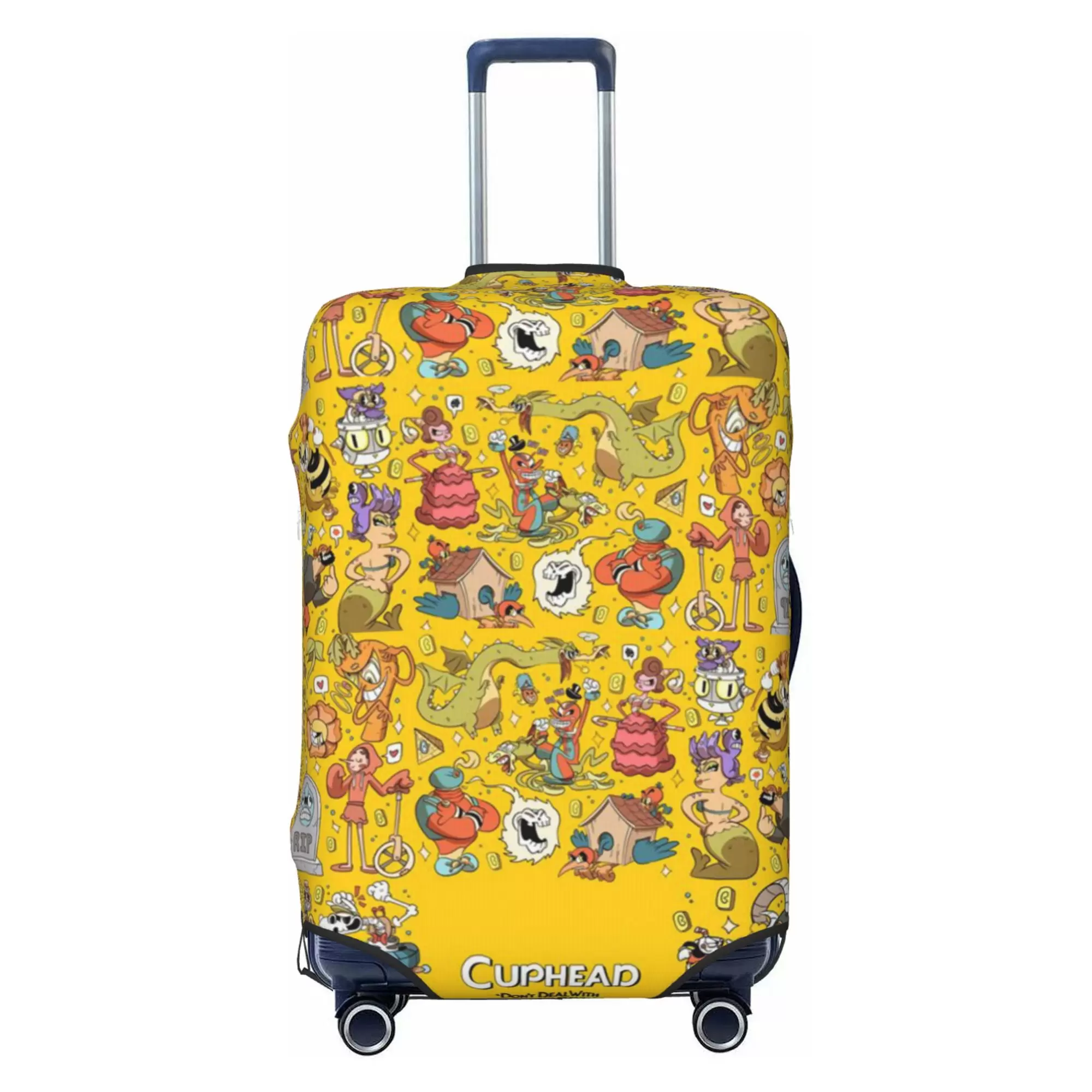 Cuphead Luggage Cover Elastic Washable Stretch Suitcase Protector Anti-Scratch Travel Suitcase Cover for Kid and Adult. S (18-21 inch suitcase)