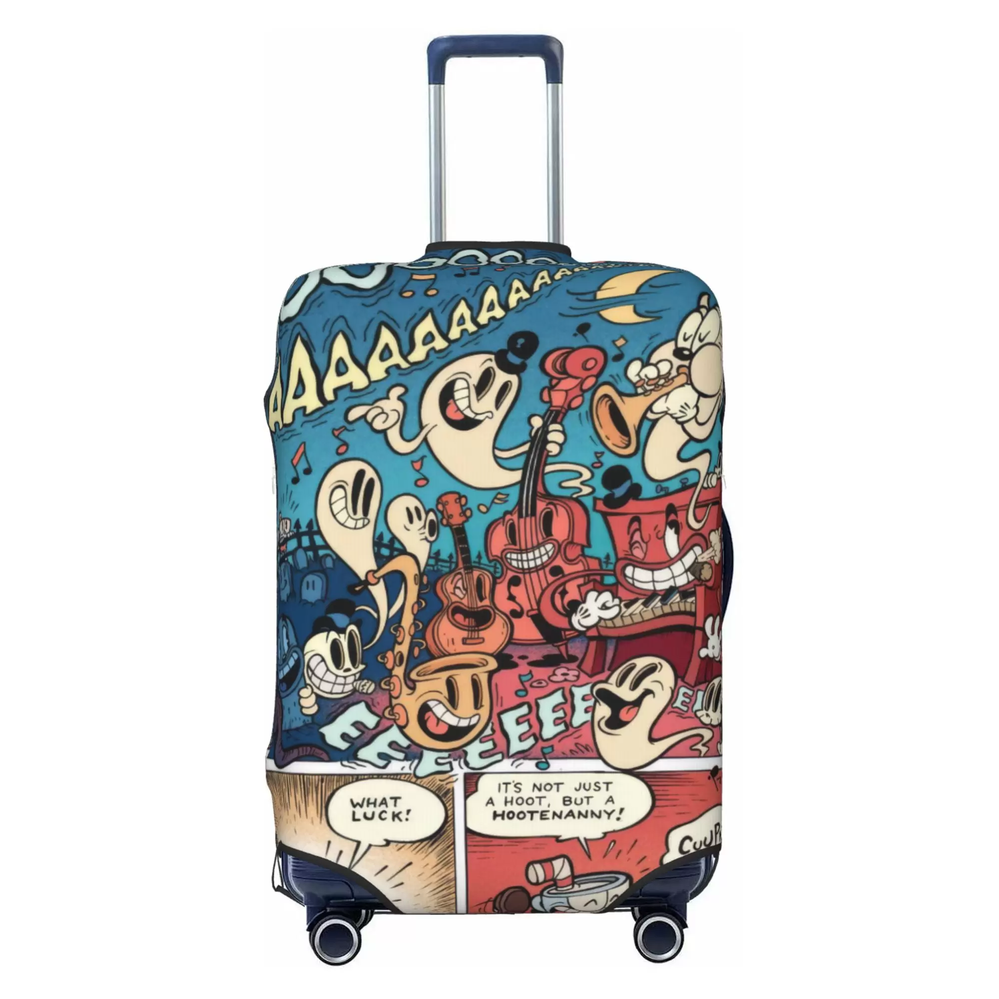 Cuphead Luggage Cover Elastic Washable Stretch Suitcase Protector Anti-Scratch Travel Suitcase Cover for Kid and Adult. S (18-21 inch suitcase)