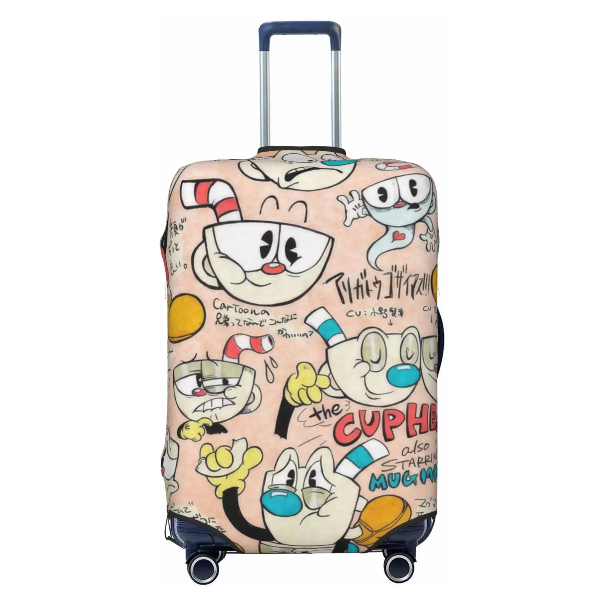 Cuphead Luggage Cover Elastic Washable Stretch Suitcase Protector Anti-Scratch Travel Suitcase Cover for Kid and Adult. S (18-21 inch suitcase)