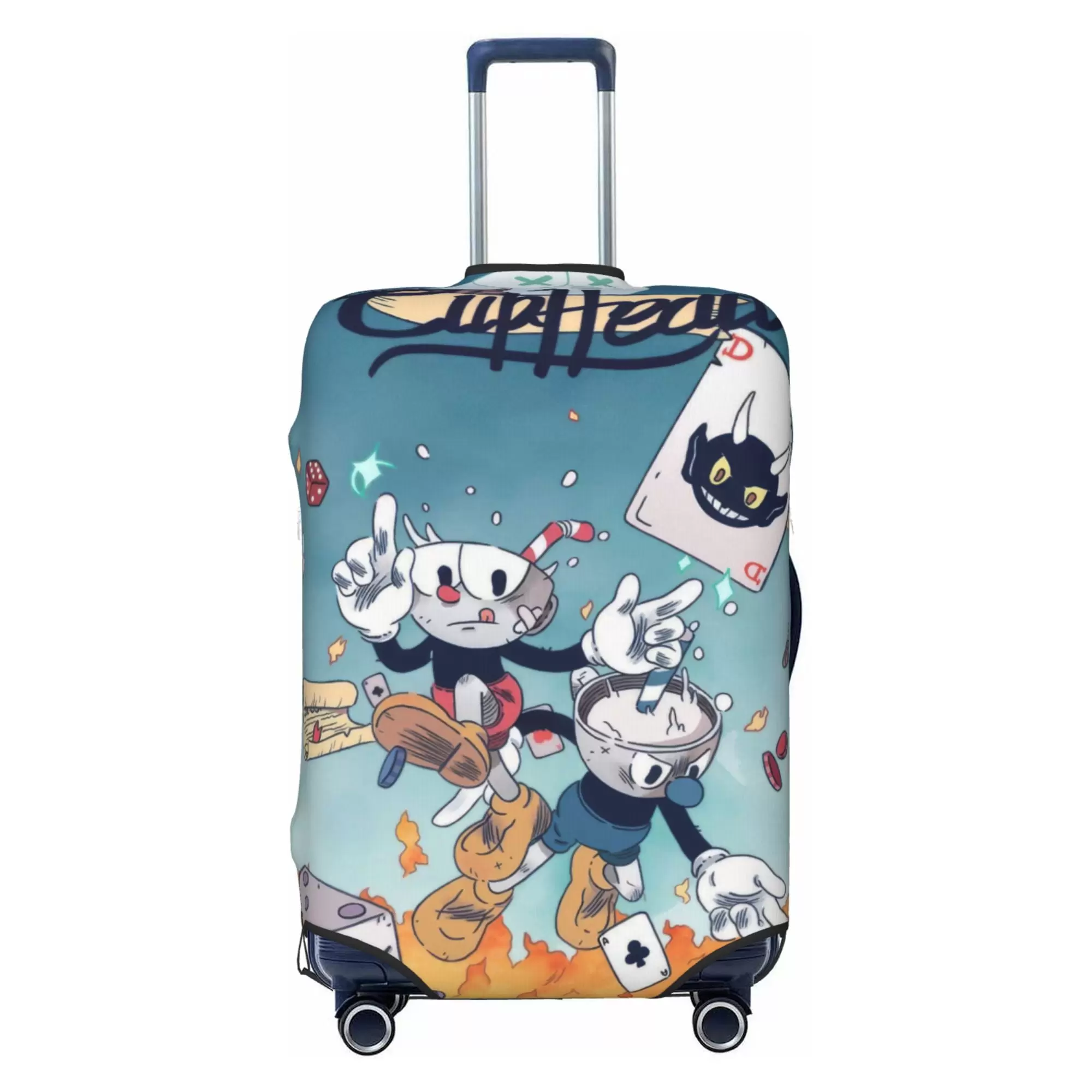 Cuphead Luggage Cover Elastic Washable Stretch Suitcase Protector Anti-Scratch Travel Suitcase Cover for Kid and Adult. S (18-21 inch suitcase)