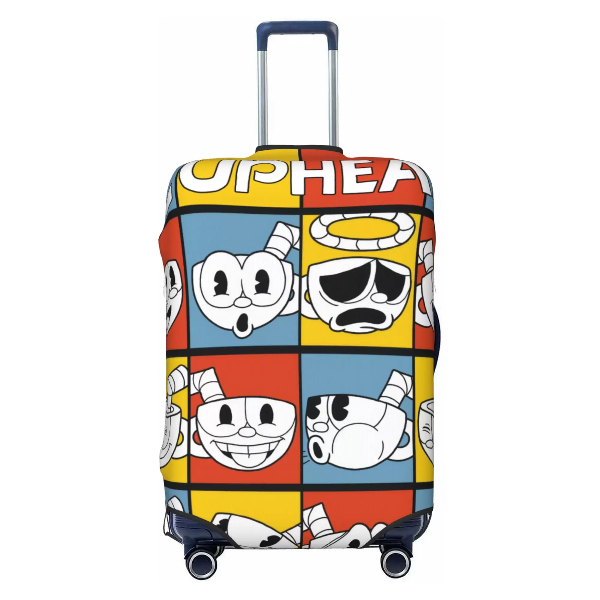 Cuphead Luggage Cover Elastic Washable Stretch Suitcase Protector Anti-Scratch Travel Suitcase Cover for Kid and Adult. S (18-21 inch suitcase)