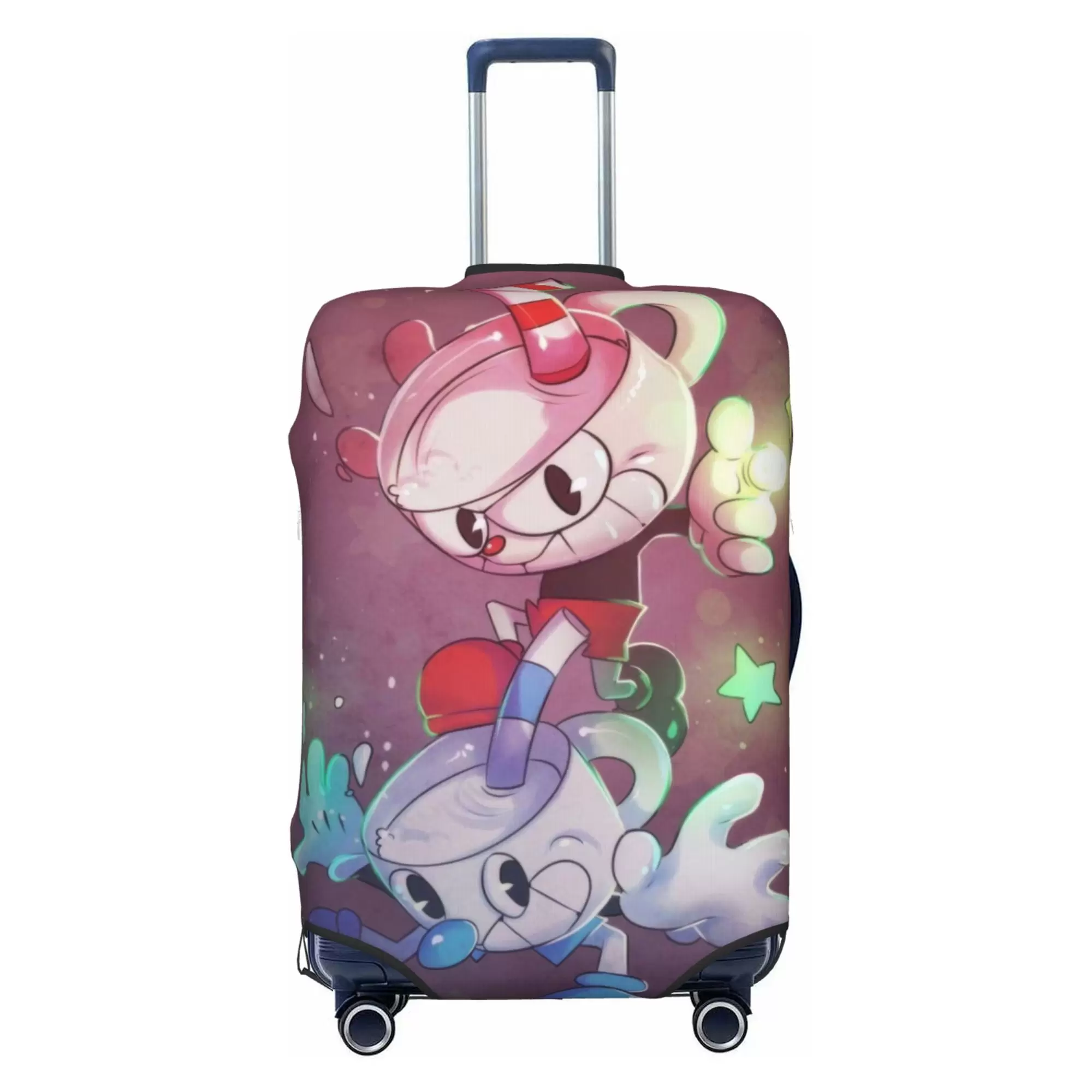 Cuphead Luggage Cover Elastic Washable Stretch Suitcase Protector Anti-Scratch Travel Suitcase Cover for Kid and Adult. S (18-21 inch suitcase)