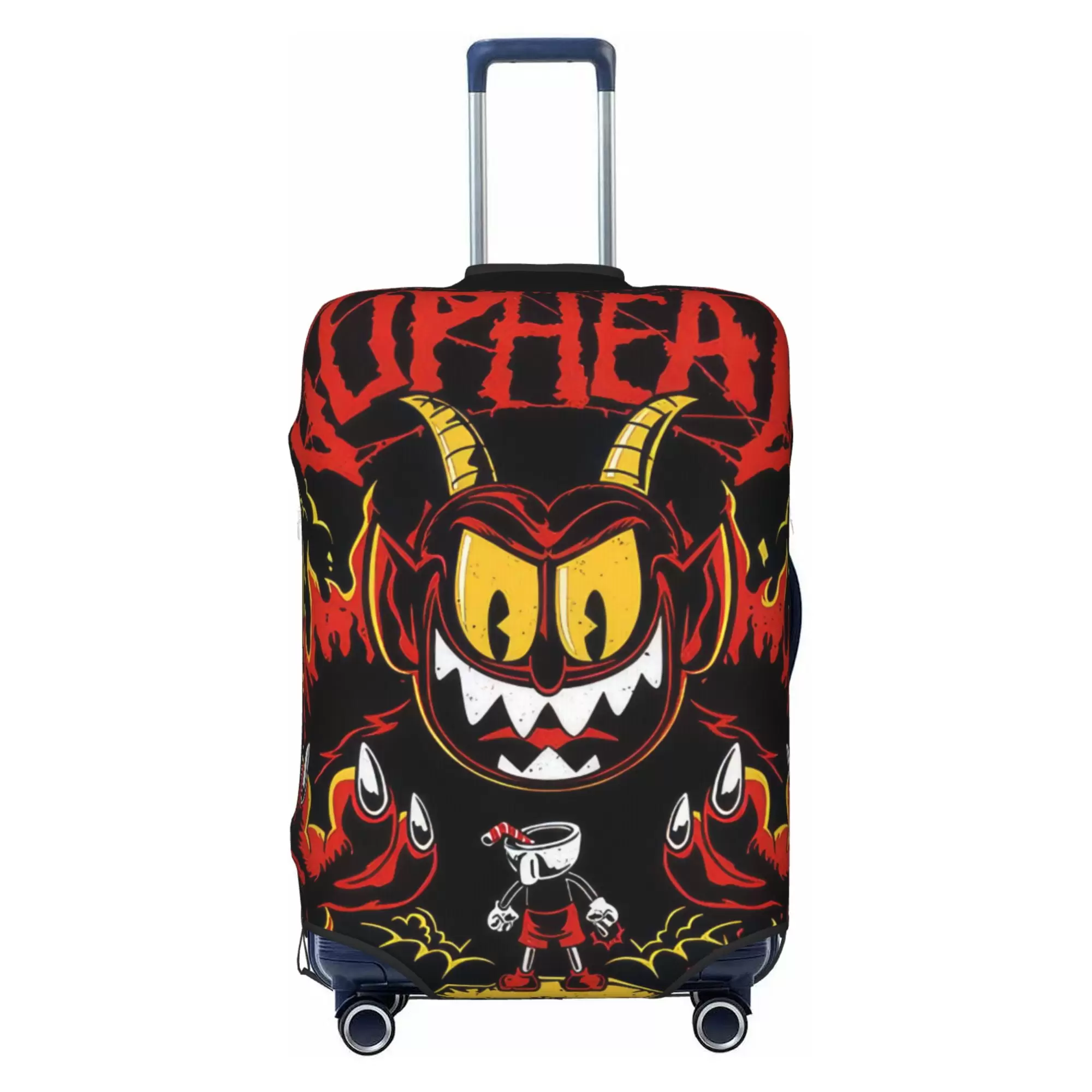 Cuphead Luggage Cover Elastic Washable Stretch Suitcase Protector Anti-Scratch Travel Suitcase Cover for Kid and Adult. S (18-21 inch suitcase)