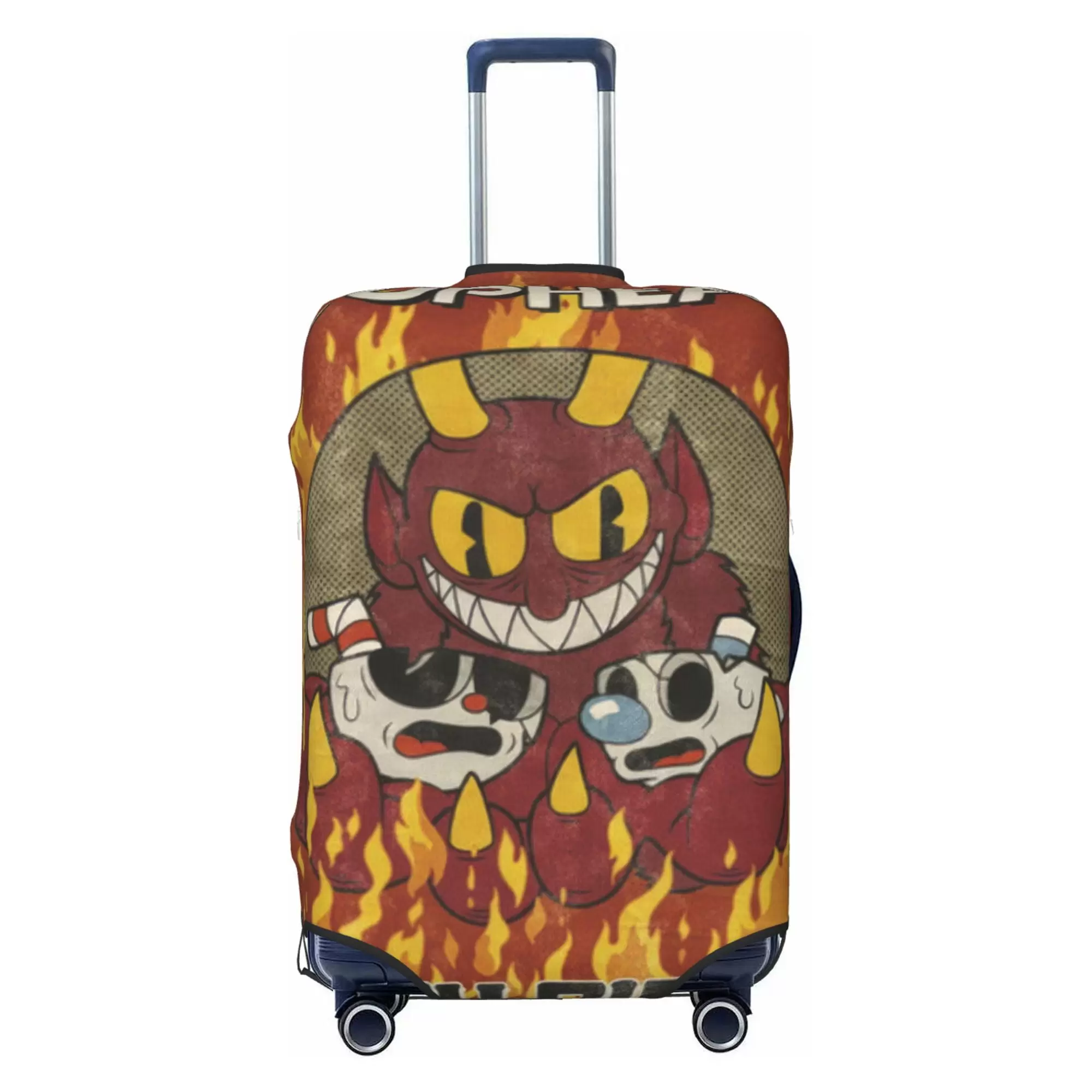 Cuphead Luggage Cover Elastic Washable Stretch Suitcase Protector Anti-Scratch Travel Suitcase Cover for Kid and Adult. S (18-21 inch suitcase)