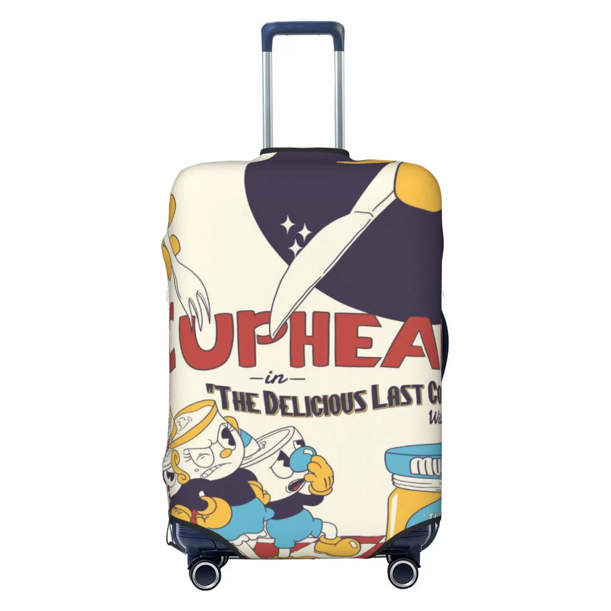 Cuphead Luggage Cover Elastic Washable Stretch Suitcase Protector Anti-Scratch Travel Suitcase Cover for Kid and Adult. S (18-21 inch suitcase)