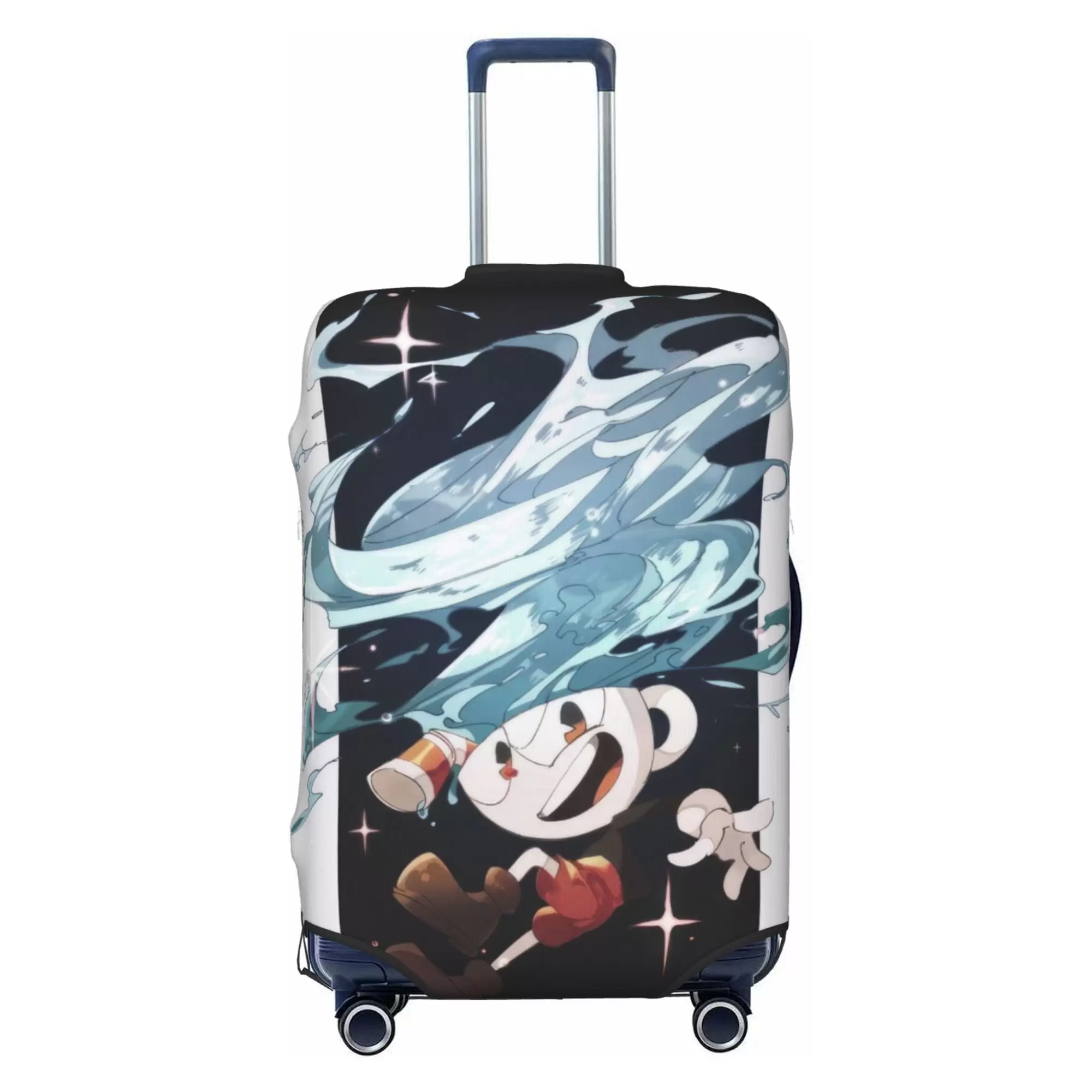 Cuphead Luggage Cover Elastic Washable Stretch Suitcase Protector Anti-Scratch Travel Suitcase Cover for Kid and Adult. S (18-21 inch suitcase)