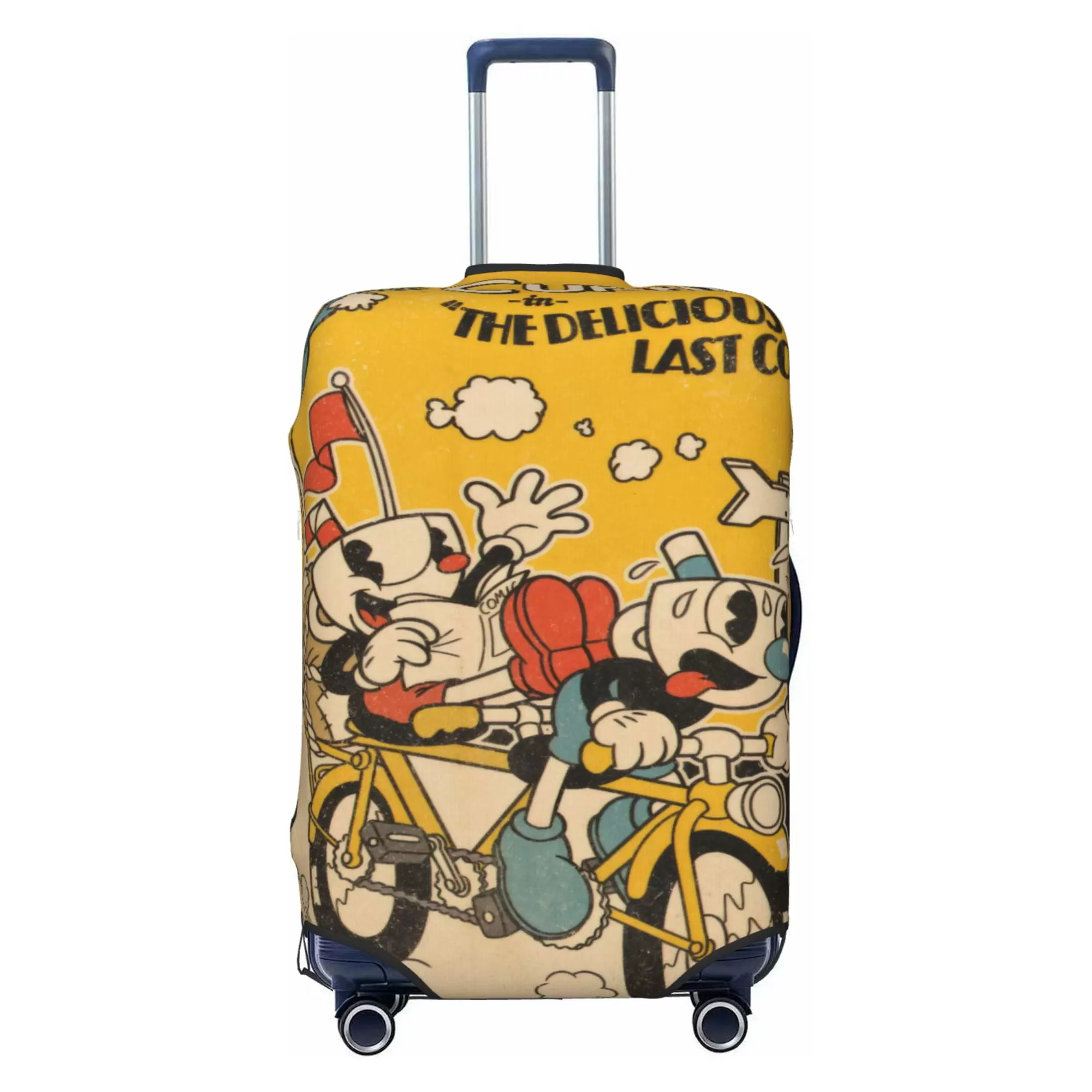 Cuphead Luggage Cover Elastic Washable Stretch Suitcase Protector Anti-Scratch Travel Suitcase Cover for Kid and Adult. S (18-21 inch suitcase)