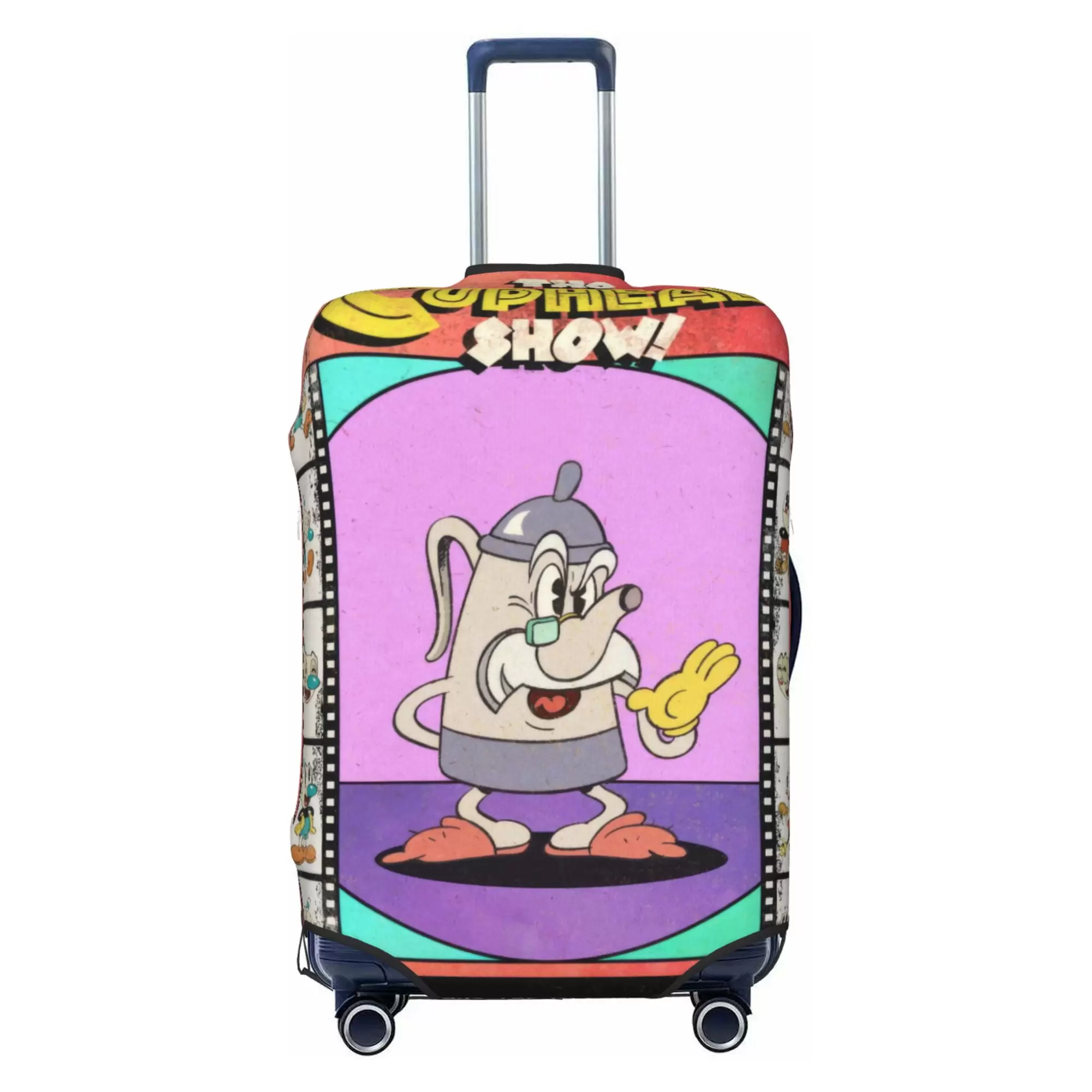 Cuphead Luggage Cover Elastic Washable Stretch Suitcase Protector Anti-Scratch Travel Suitcase Cover for Kid and Adult. S (18-21 inch suitcase)