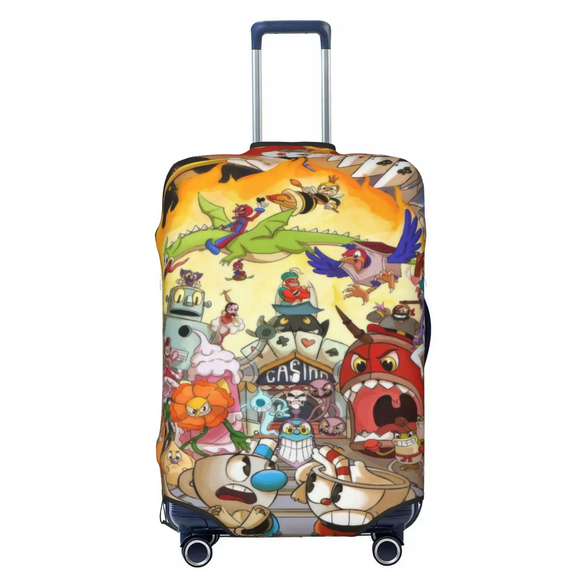 Cuphead Luggage Cover Elastic Washable Stretch Suitcase Protector Anti-Scratch Travel Suitcase Cover for Kid and Adult. S (18-21 inch suitcase)