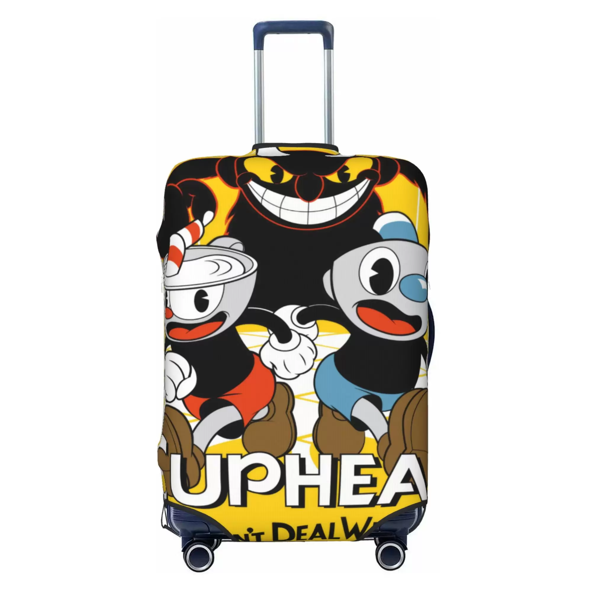 Cuphead Luggage Cover Elastic Washable Stretch Suitcase Protector Anti-Scratch Travel Suitcase Cover for Kid and Adult. S (18-21 inch suitcase)