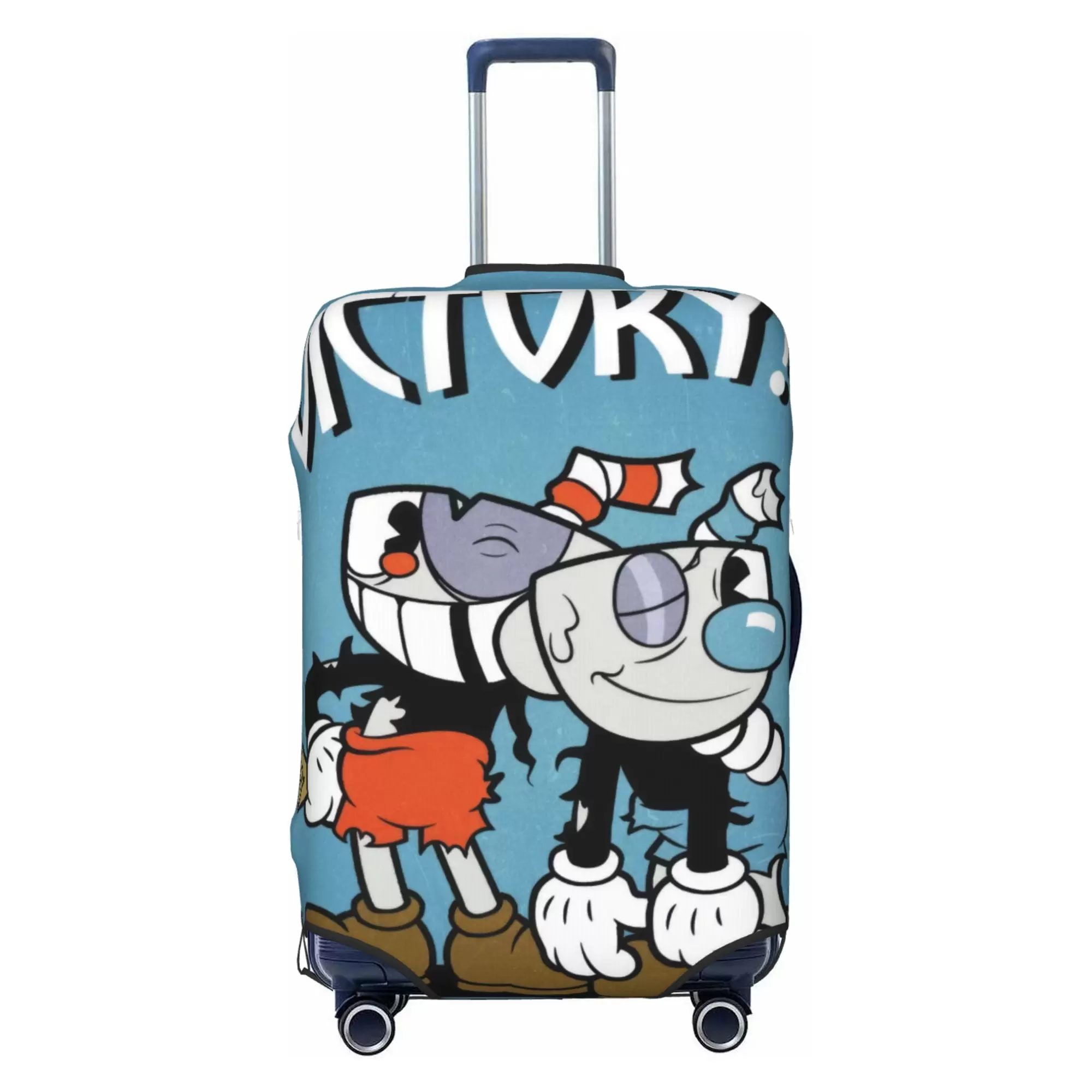 Cuphead Luggage Cover Elastic Washable Stretch Suitcase Protector Anti-Scratch Travel Suitcase Cover for Kid and Adult. S (18-21 inch suitcase)