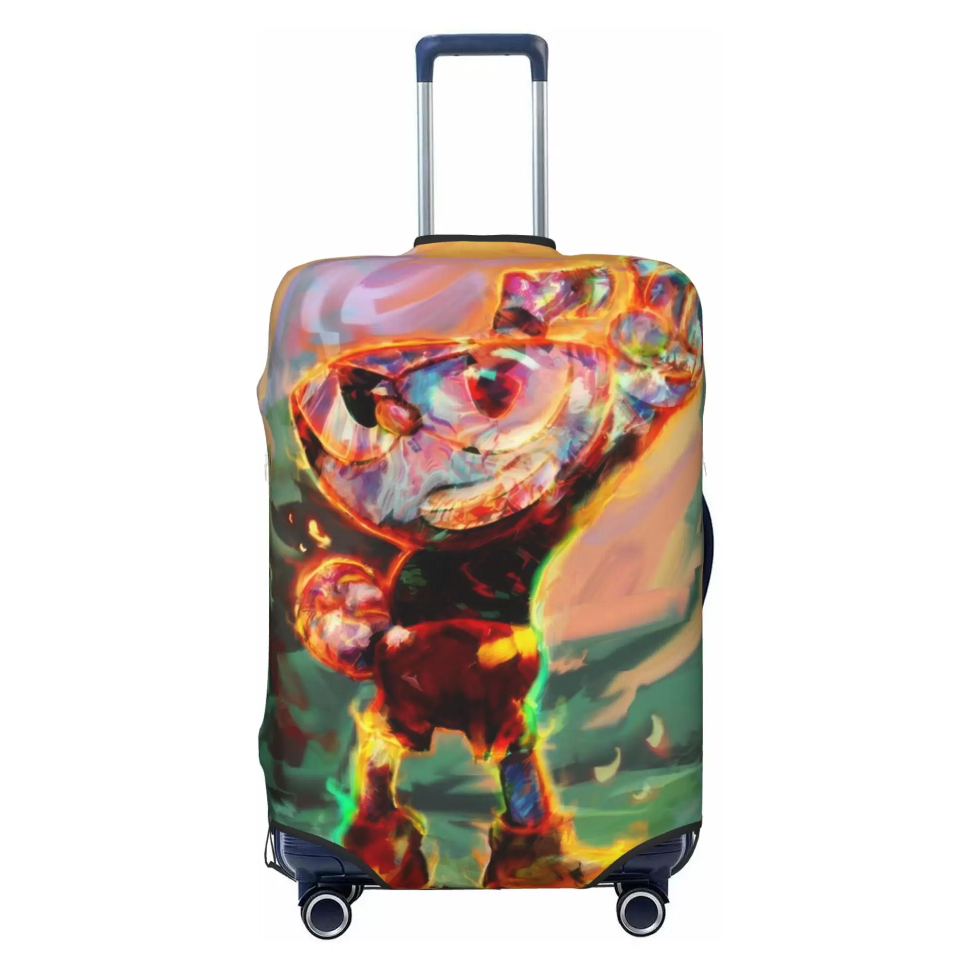 Cuphead Luggage Cover Elastic Washable Stretch Suitcase Protector Anti-Scratch Travel Suitcase Cover for Kid and Adult. S (18-21 inch suitcase)