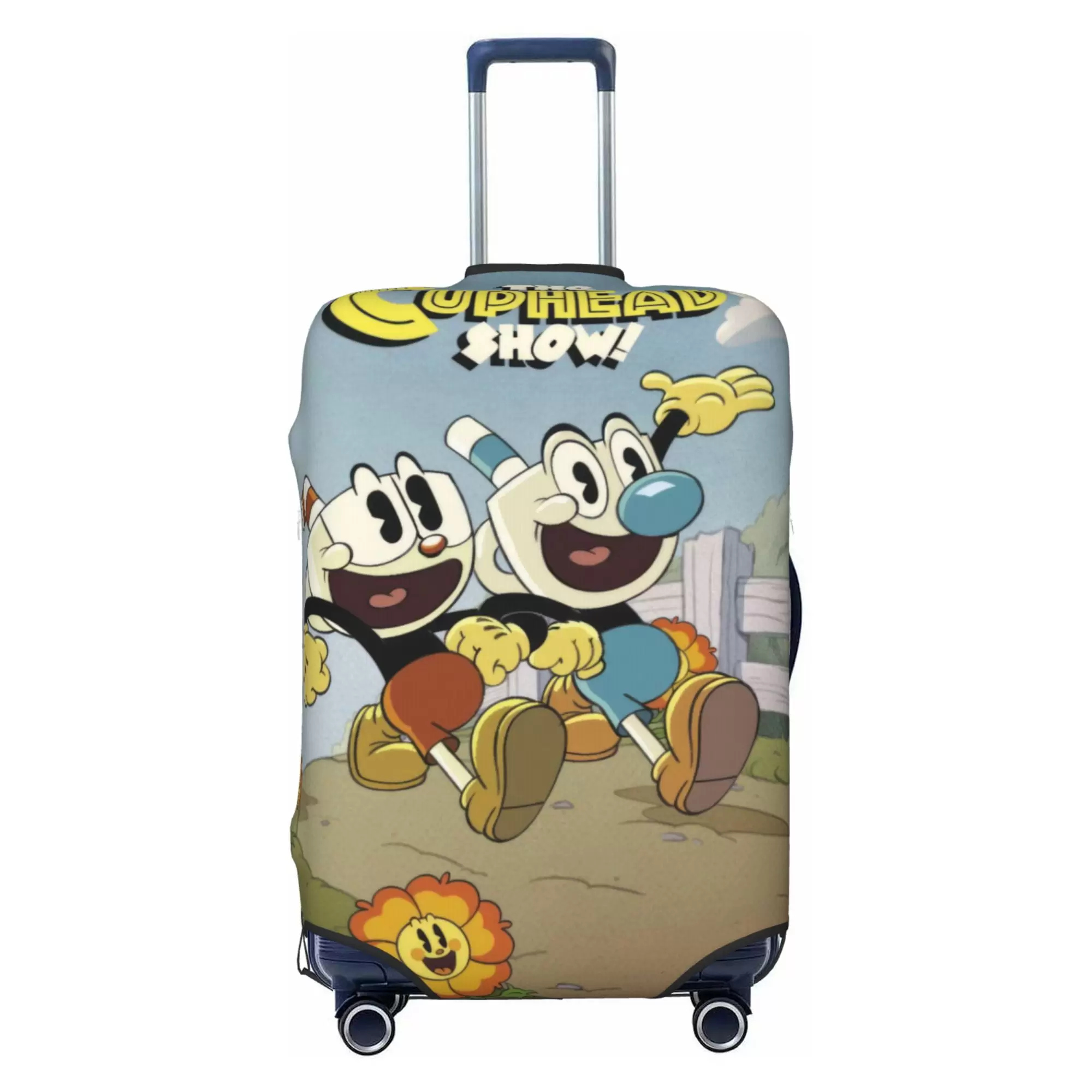 Cuphead Luggage Cover Elastic Washable Stretch Suitcase Protector Anti-Scratch Travel Suitcase Cover for Kid and Adult. S (18-21 inch suitcase)