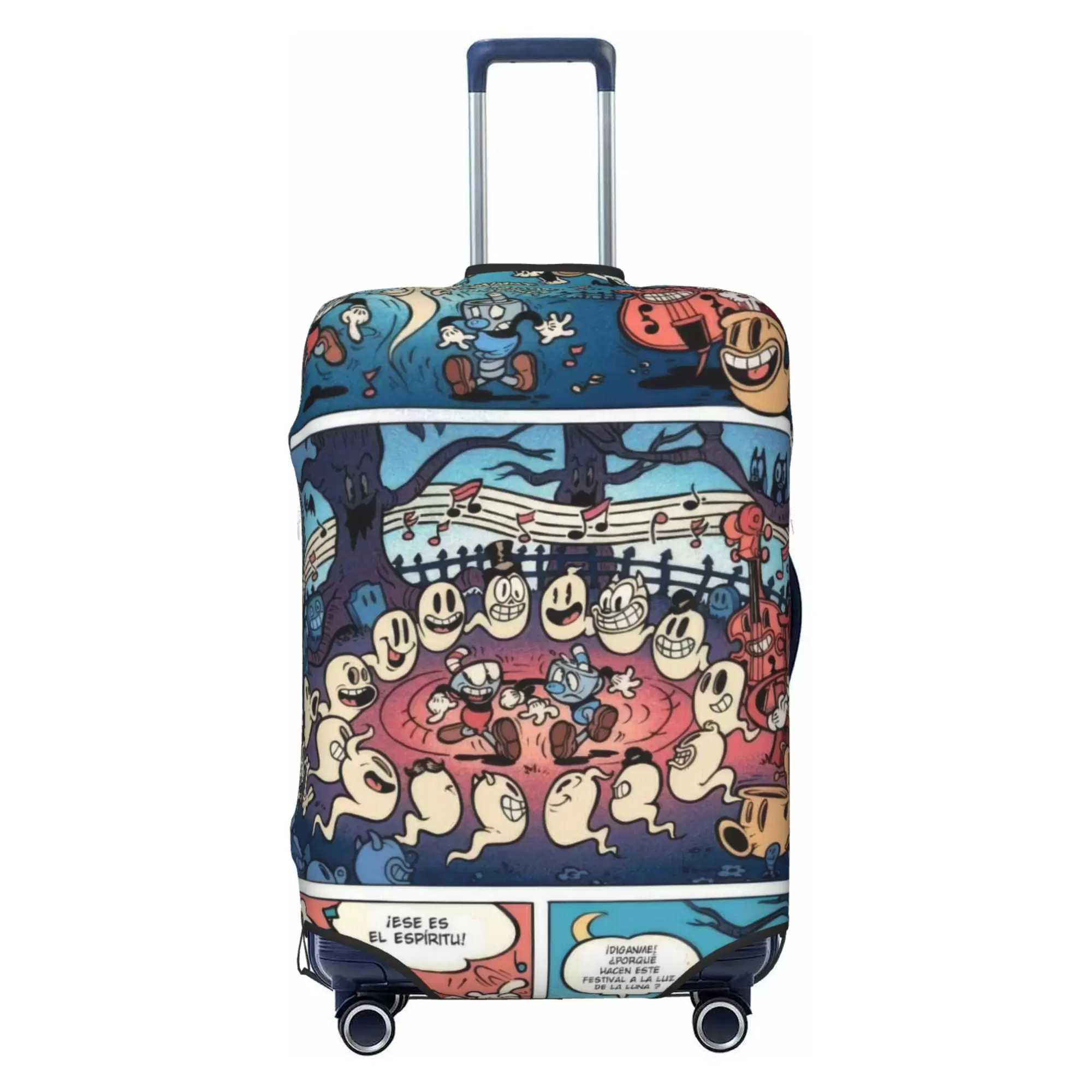 Cuphead Luggage Cover Elastic Washable Stretch Suitcase Protector Anti-Scratch Travel Suitcase Cover for Kid and Adult. S (18-21 inch suitcase)