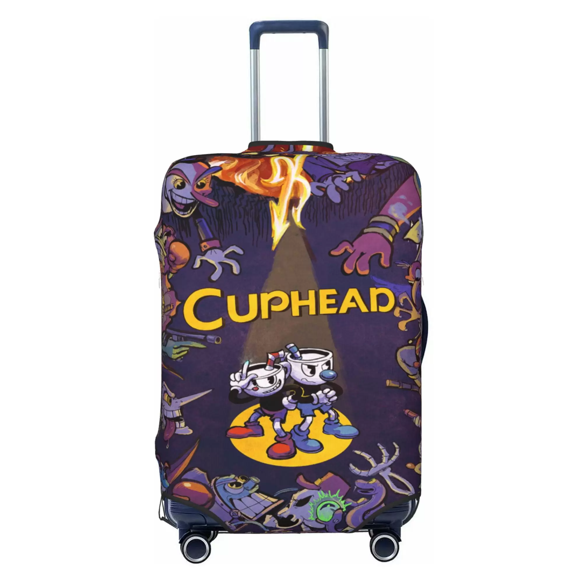 Cuphead Luggage Cover Elastic Washable Stretch Suitcase Protector Anti-Scratch Travel Suitcase Cover for Kid and Adult. S (18-21 inch suitcase)