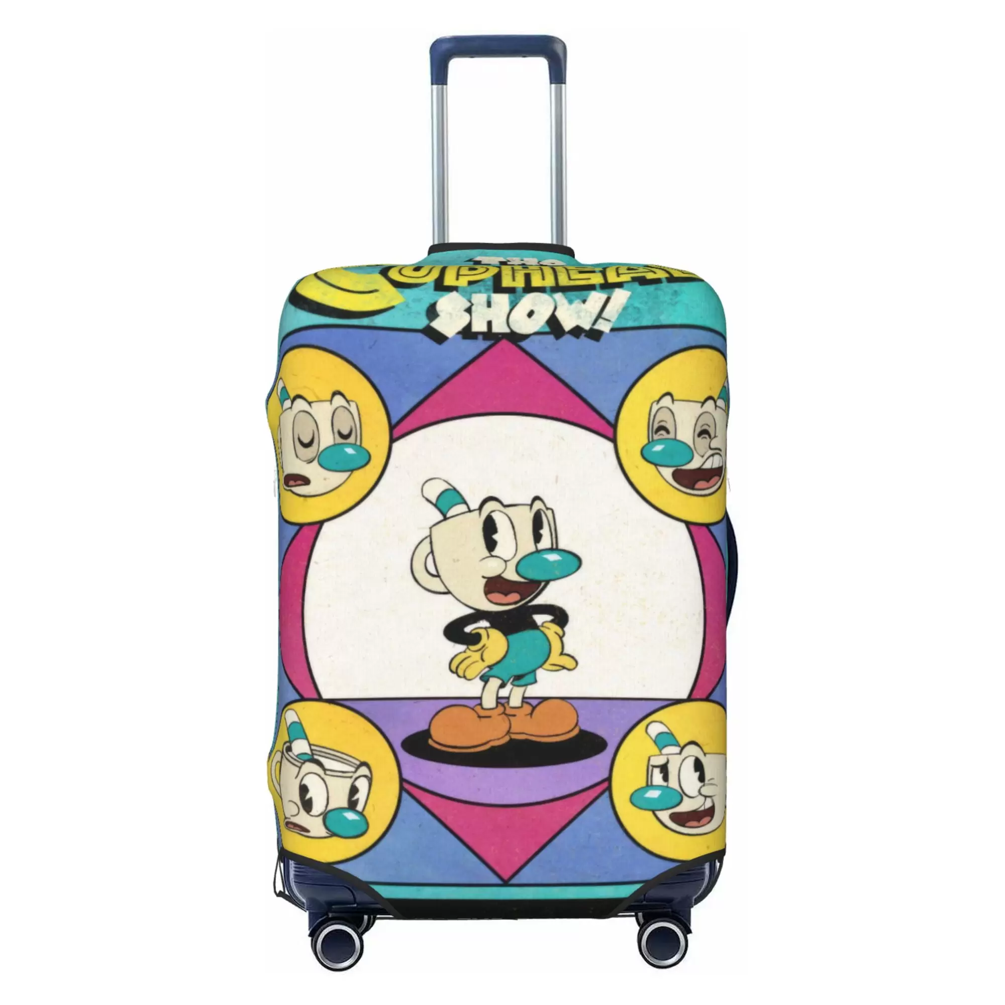 Cuphead Luggage Cover Elastic Washable Stretch Suitcase Protector Anti-Scratch Travel Suitcase Cover for Kid and Adult. S (18-21 inch suitcase)