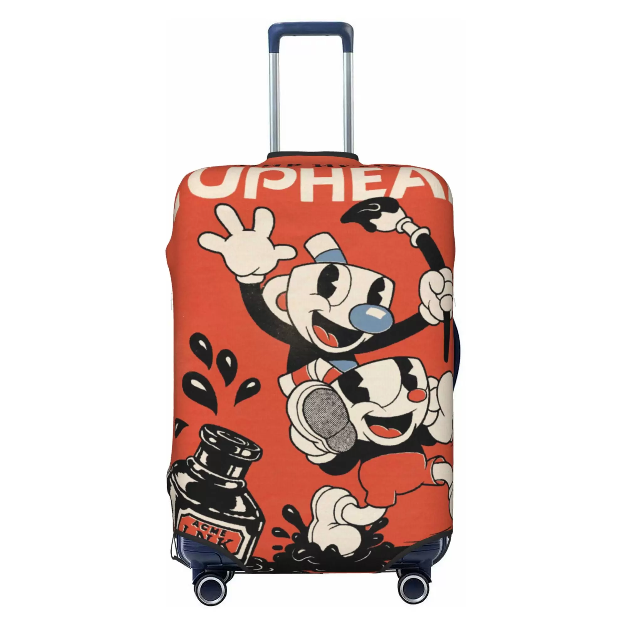 Cuphead Luggage Cover Elastic Washable Stretch Suitcase Protector Anti-Scratch Travel Suitcase Cover for Kid and Adult. S (18-21 inch suitcase)