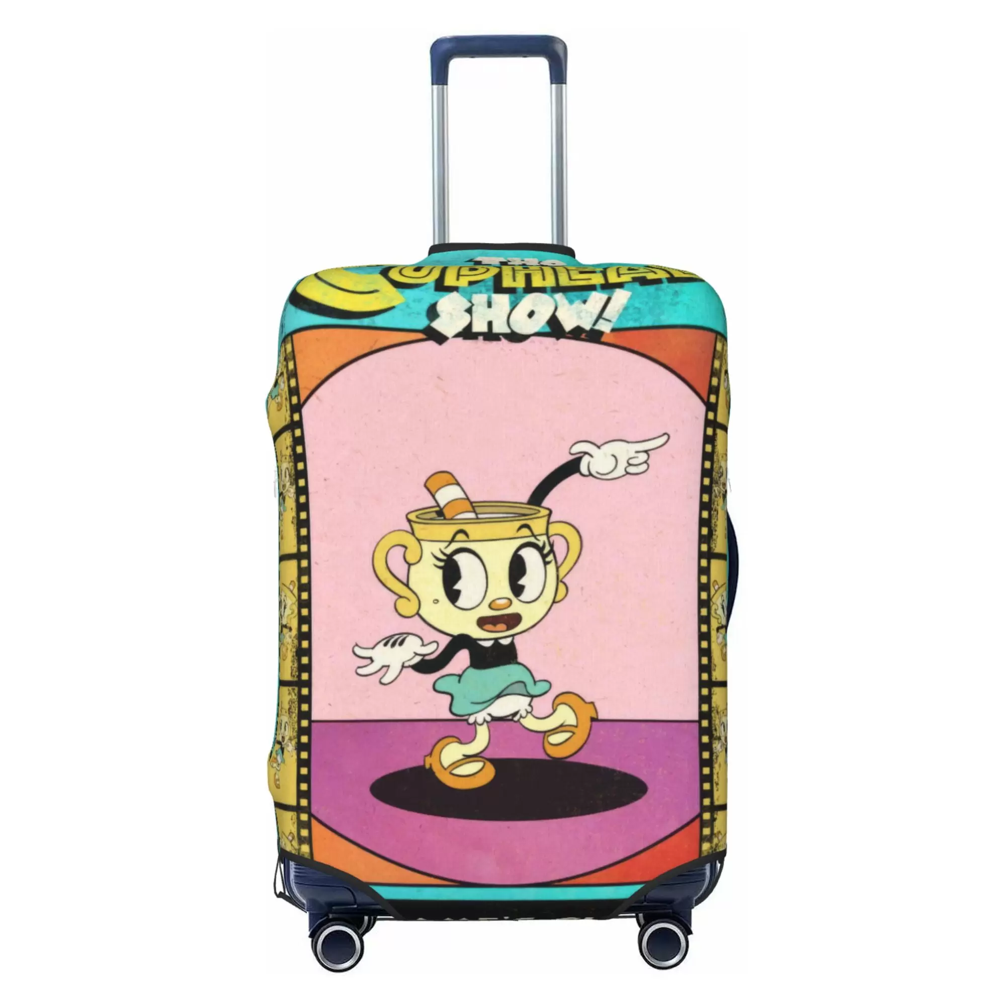 Cuphead Luggage Cover Elastic Washable Stretch Suitcase Protector Anti-Scratch Travel Suitcase Cover for Kid and Adult. S (18-21 inch suitcase)