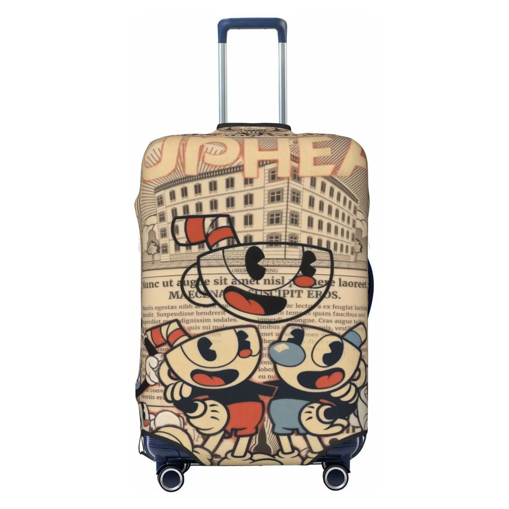 Cuphead Luggage Cover Elastic Washable Stretch Suitcase Protector Anti-Scratch Travel Suitcase Cover for Kid and Adult. S (18-21 inch suitcase)