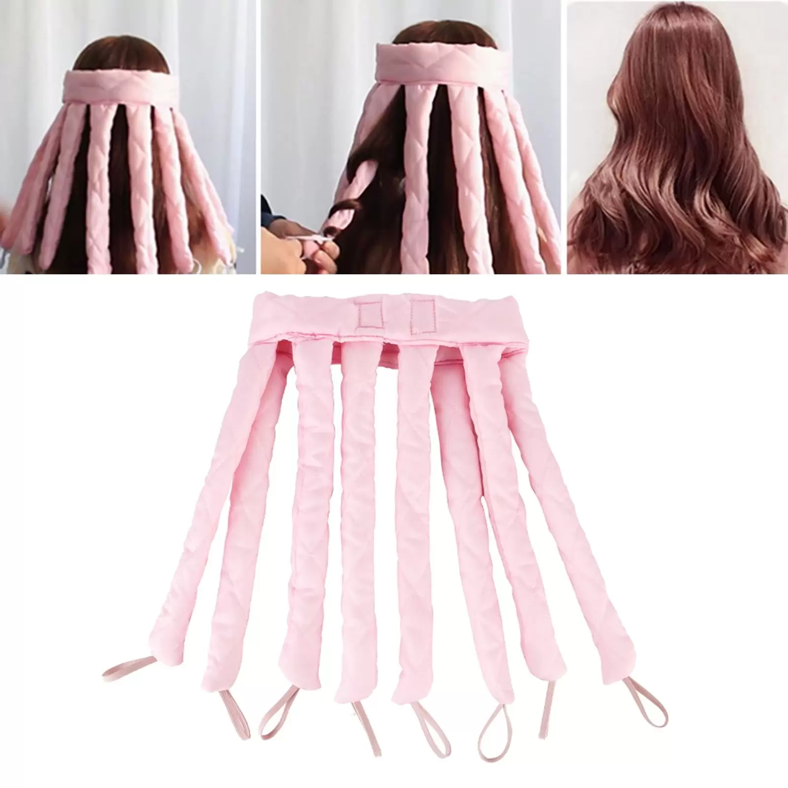 Curlers Hair Styling Tool Overnight Curls No Heat Curling Rod Lazy Curlers Curling Natural Curls for Use. Pink Hair Pink for Long Hair