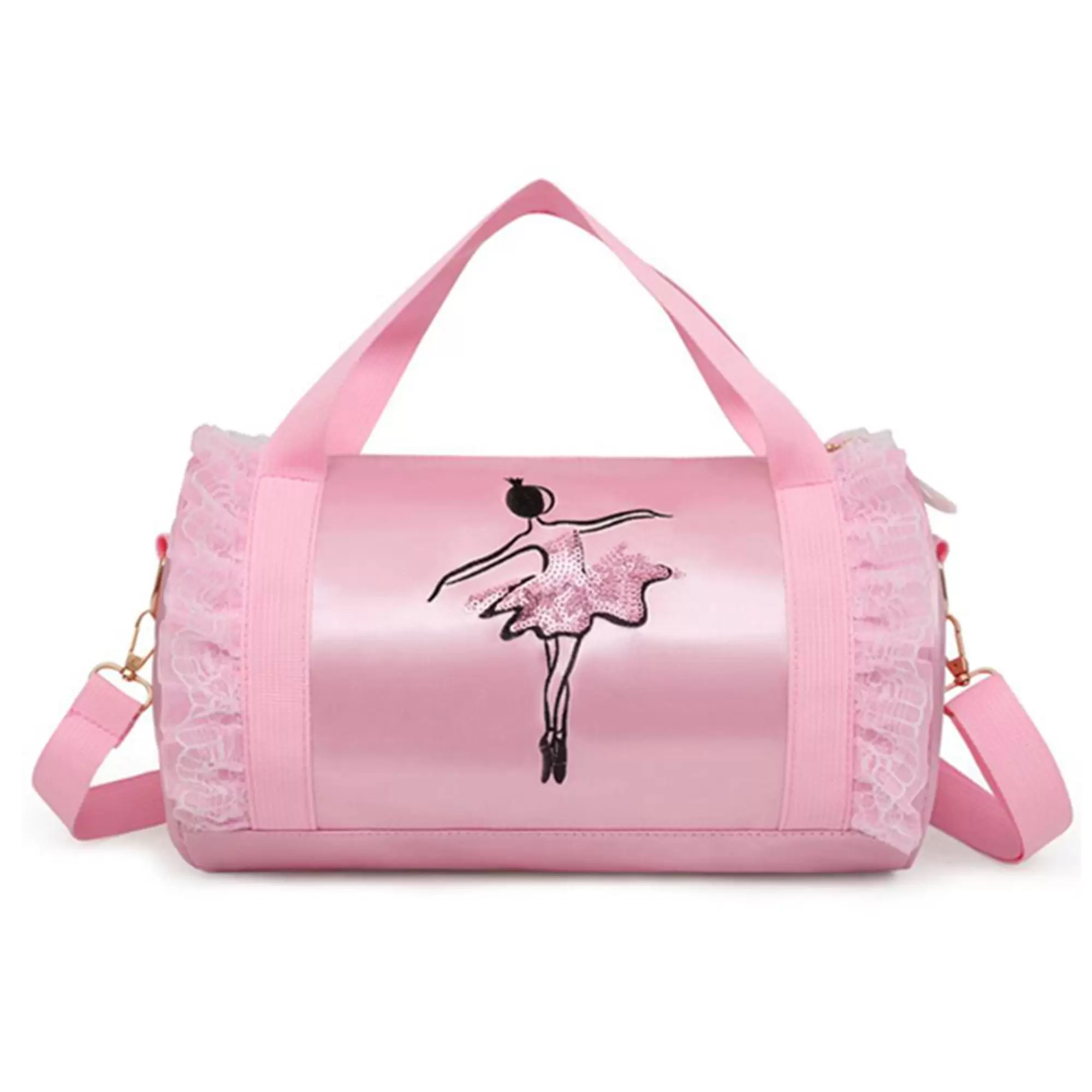 Cute Ballet Dance Bag Kids Tutu Dress Dance Bag. Girls Personalized Waterproof Bag Ballerina Duffle Bag(Pink)