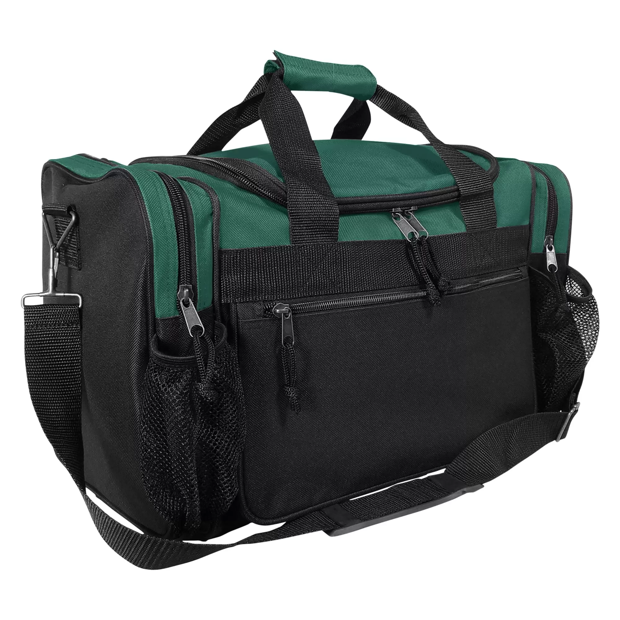 DALIX 17 Duffle Bag Sports Travel Gym Bag with Mesh Pockets in Dark Green