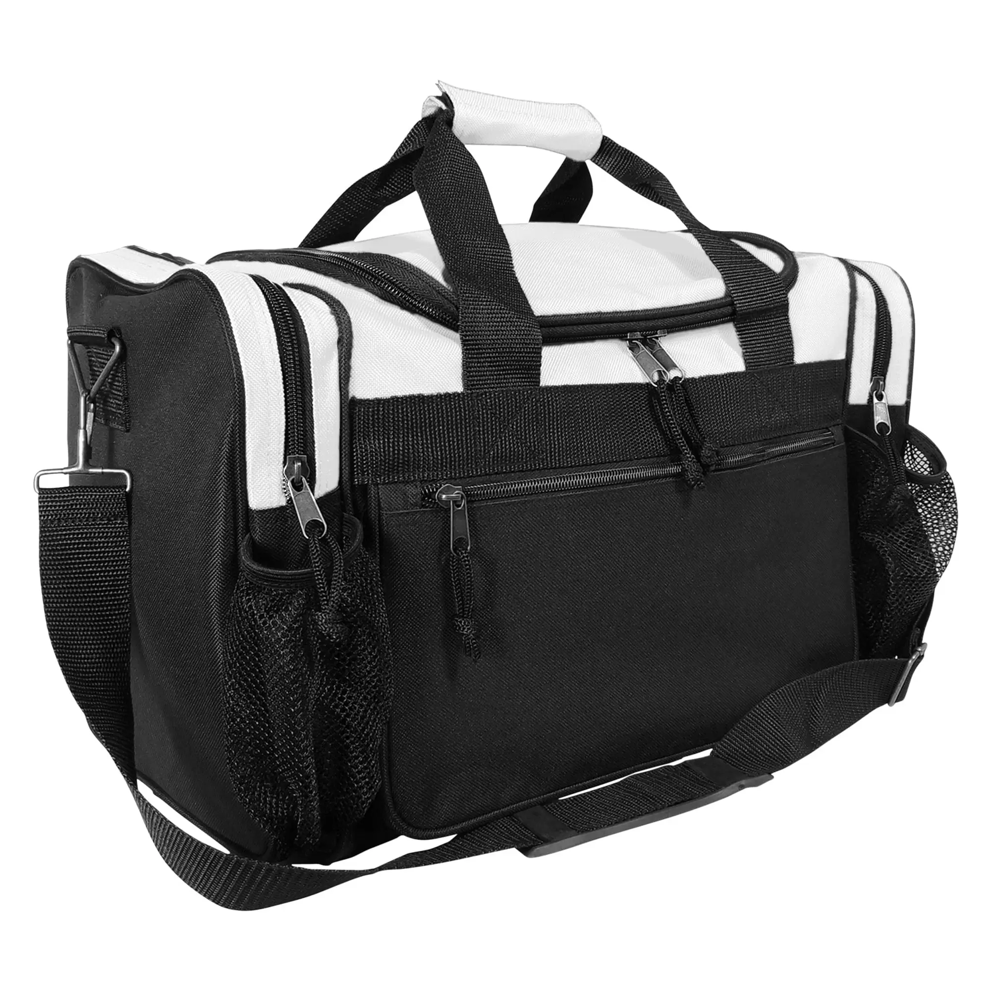 DALIX 17 Duffle Travel Bag with Water Bottle Mesh Pockets in White