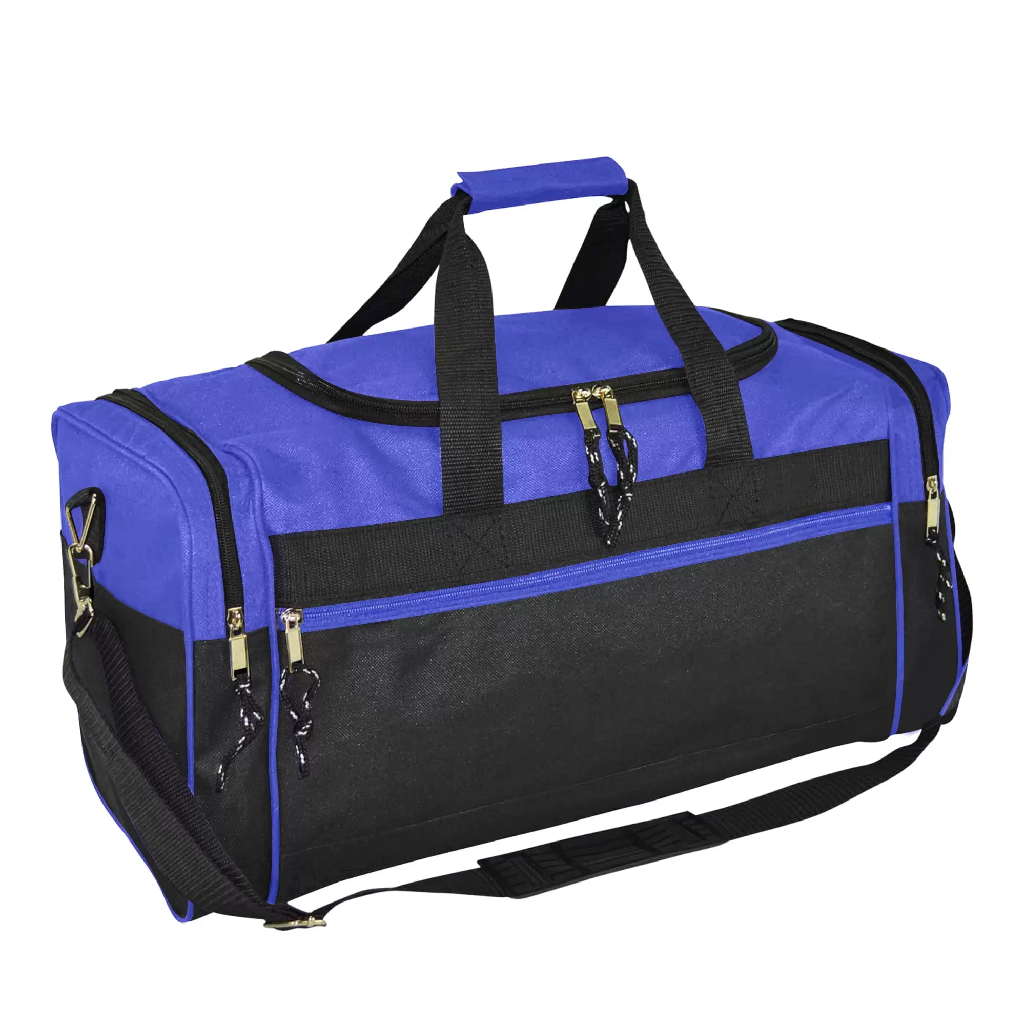 DALIX 21 Blank Sports Duffle Bag Gym Bag Travel Duffel with Adjustable Strap in Royal Blue