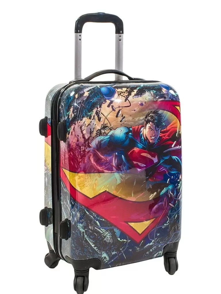 DC Comics Superman 21 Inch Spinner Rolling Luggage Suitcase. Upright ABS Plastic Hard Cases